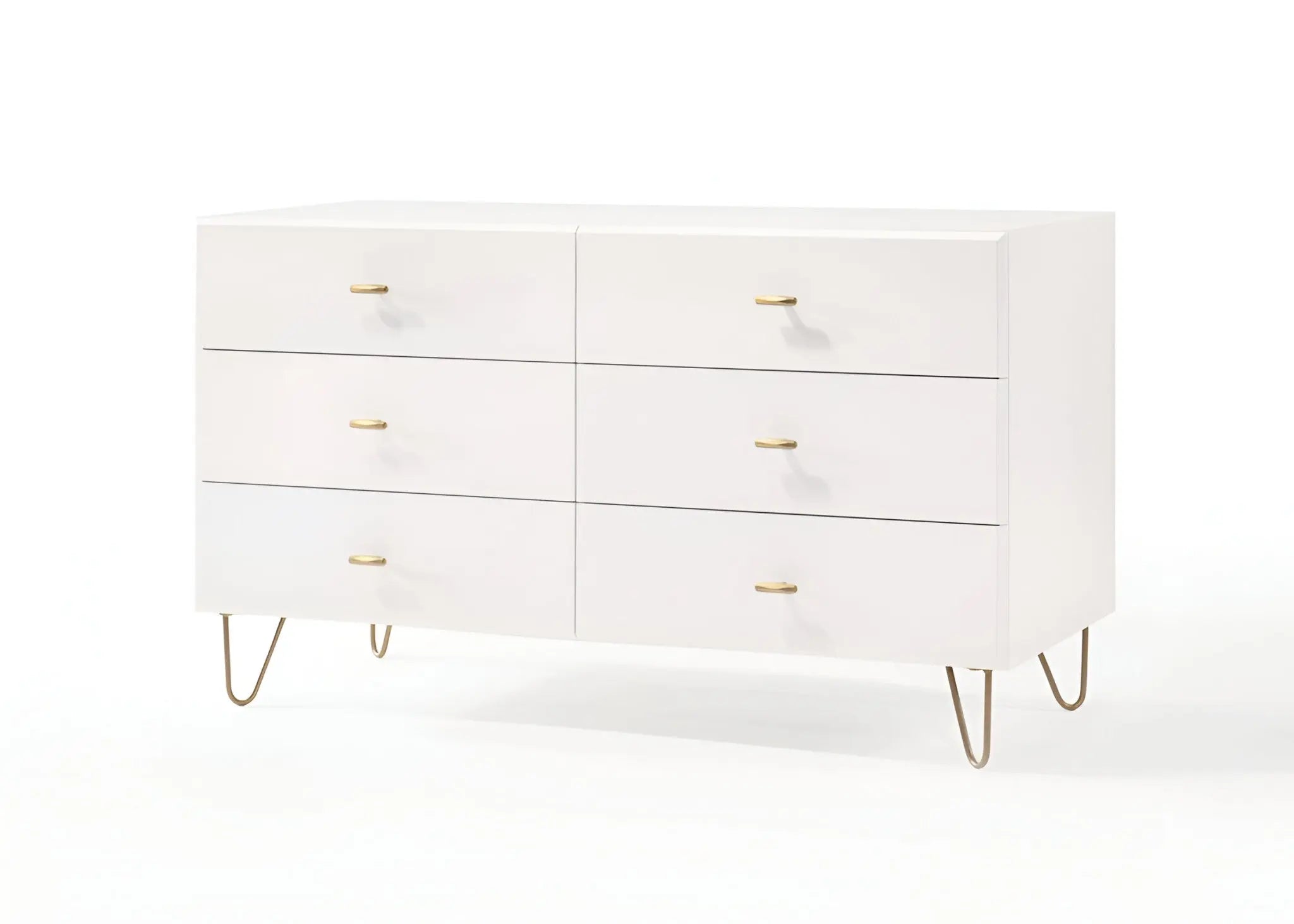 51" White Manufactured Wood Six Drawer Double Dresser Homeroots Bed & Bath