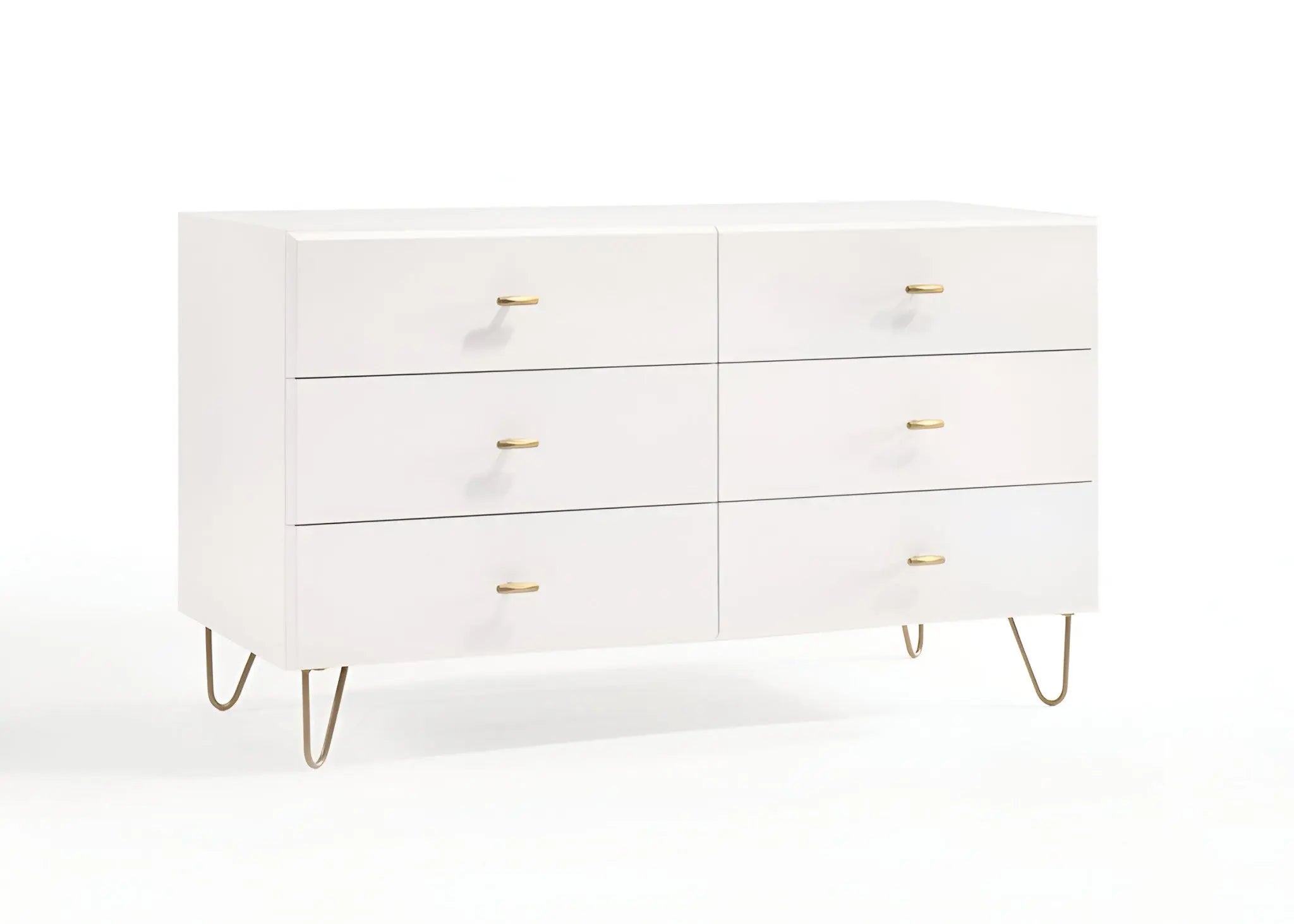 51" White Manufactured Wood Six Drawer Double Dresser Homeroots Bed & Bath