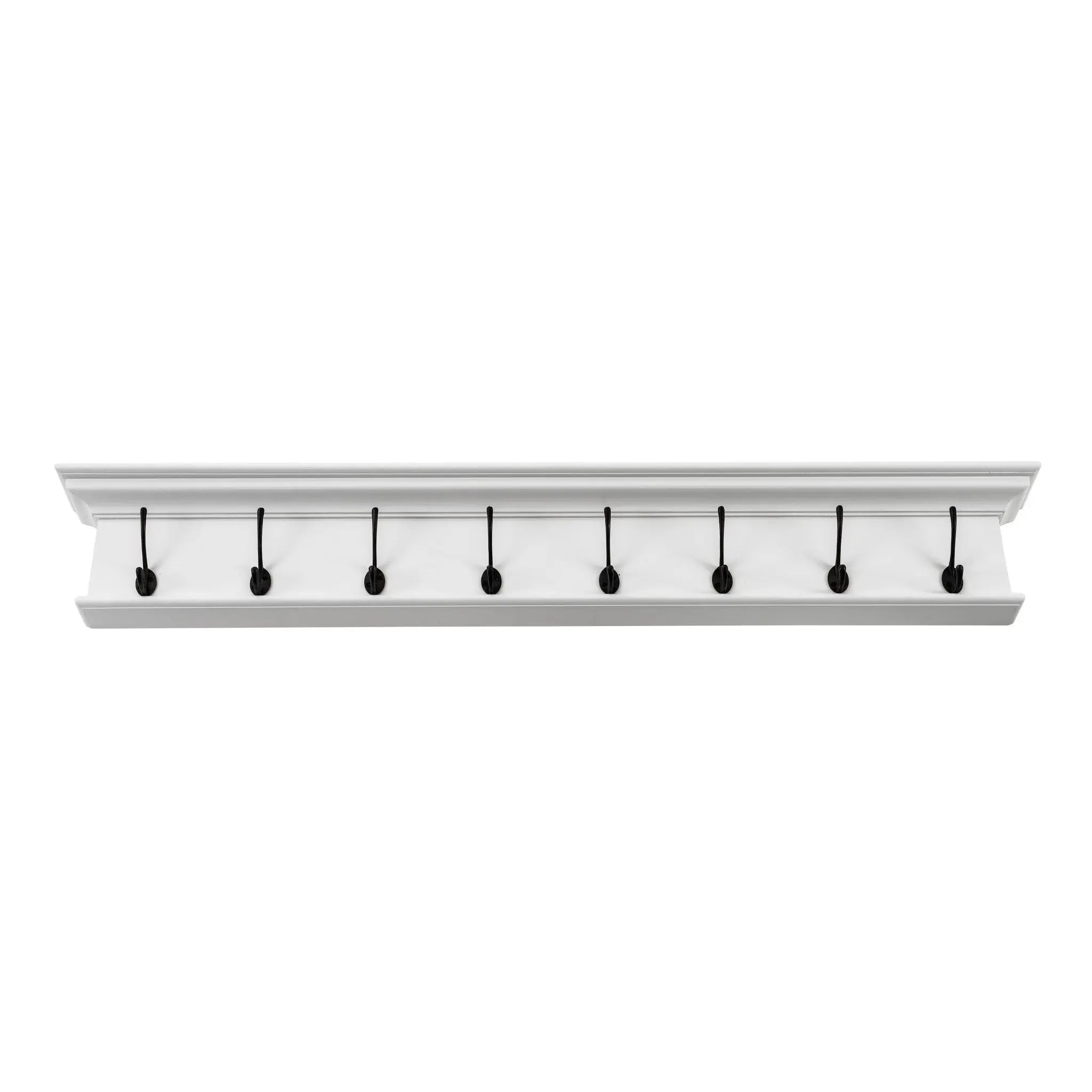 51" White Solid Wood Eight Hook Wall Mount Coat Rack - GreatEagleInc