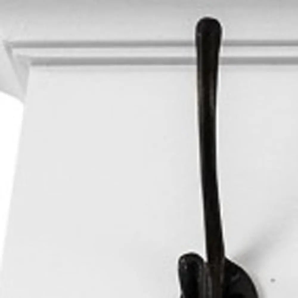 51" White Solid Wood Eight Hook Wall Mount Coat Rack - GreatEagleInc