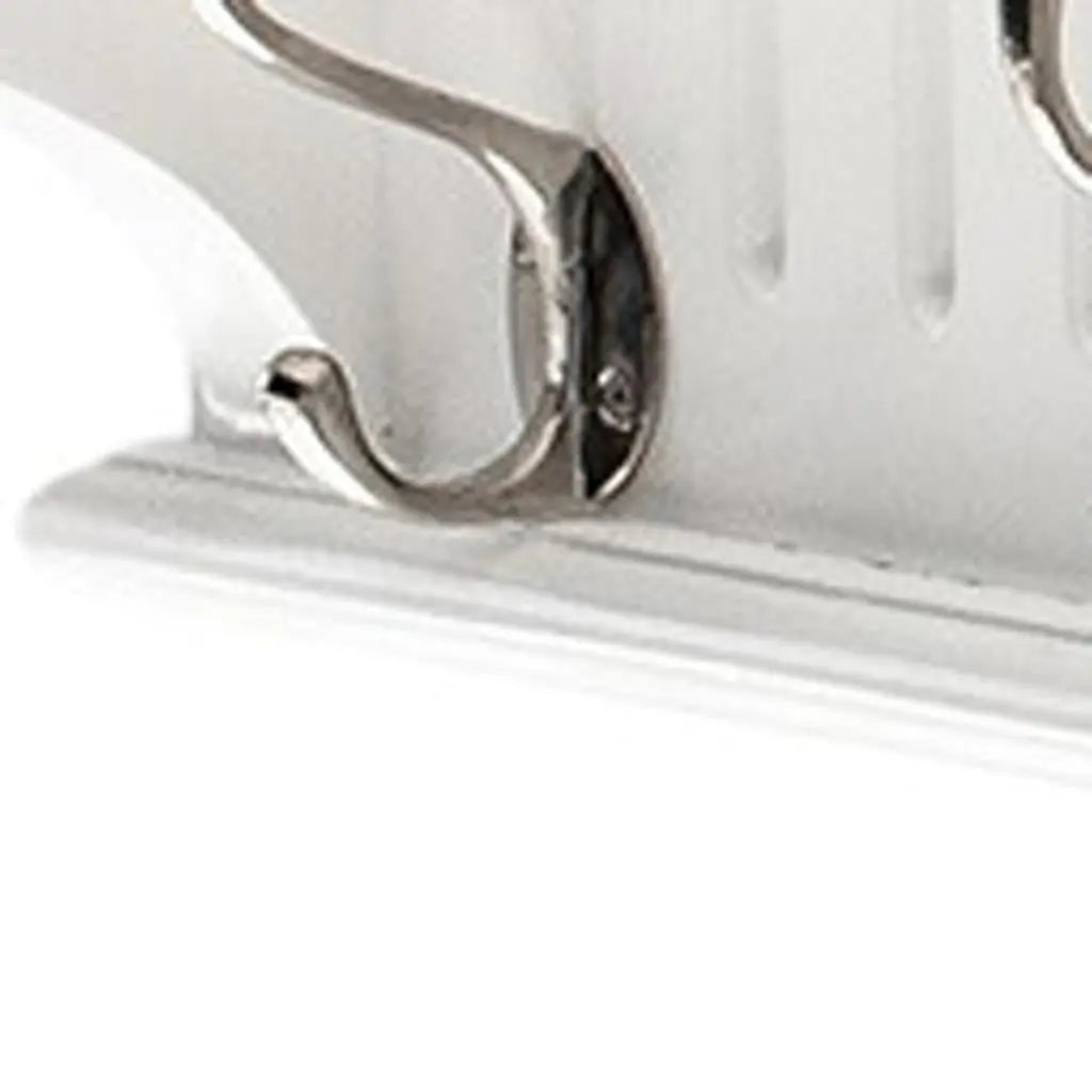 51" White Solid Wood Eight Hook Wall Mount Coat Rack - GreatEagleInc