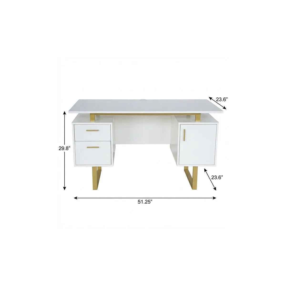 51" White Wood Computer Desk With Two Drawers Homeroots