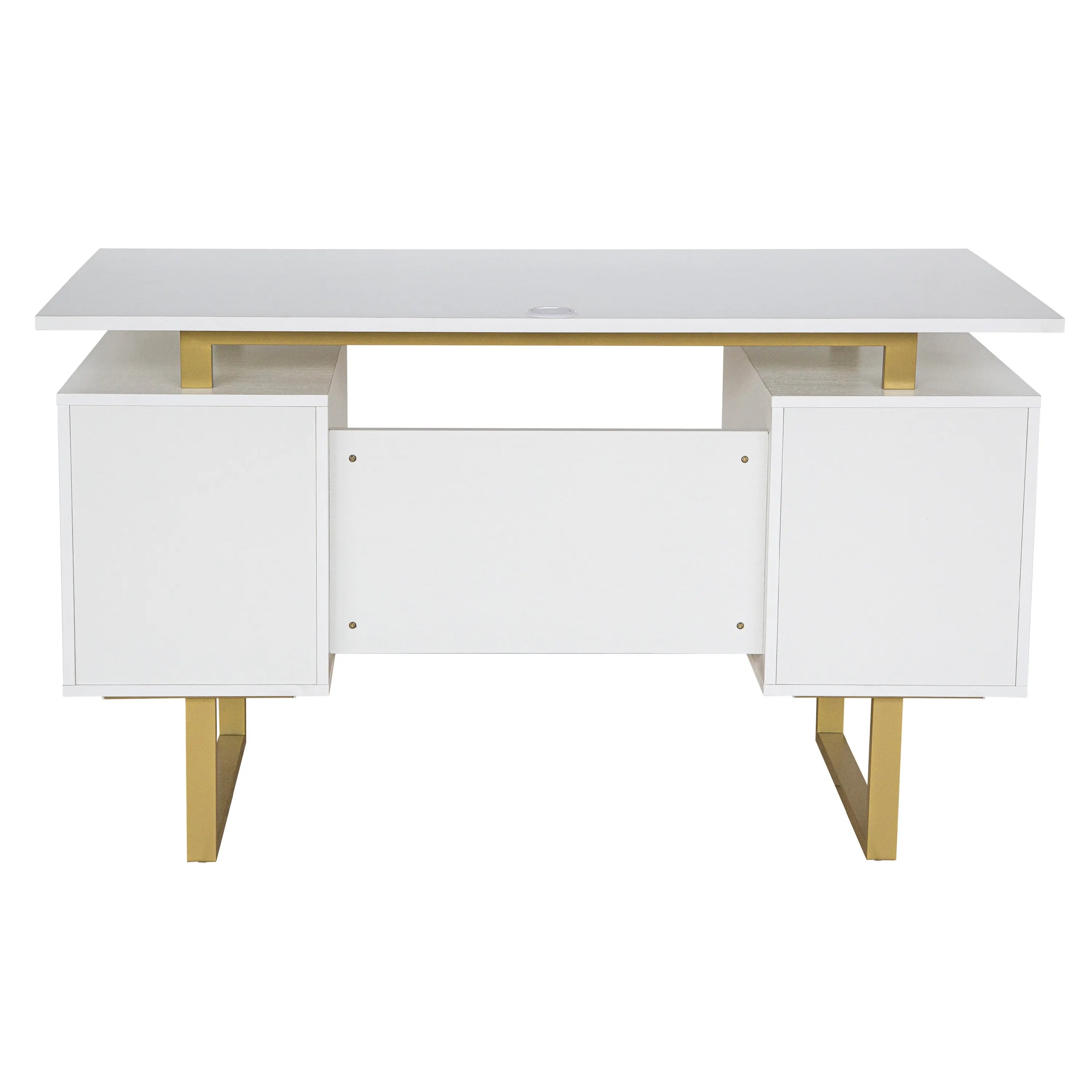 51" White Wood Computer Desk With Two Drawers Homeroots