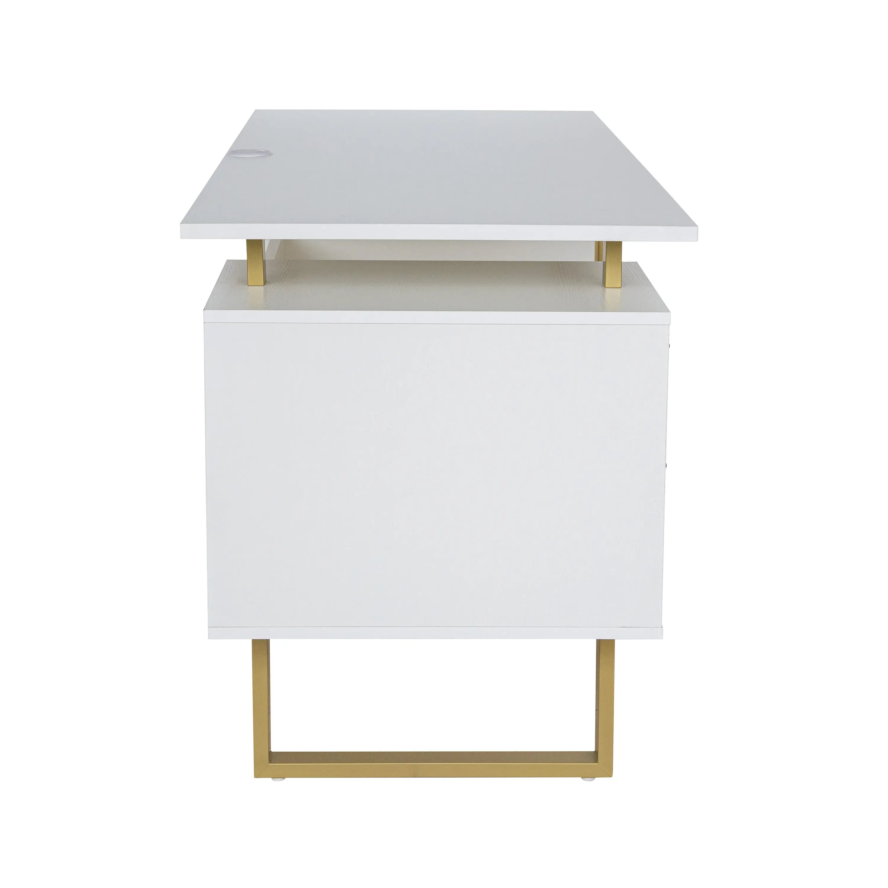 51" White Wood Computer Desk With Two Drawers Homeroots
