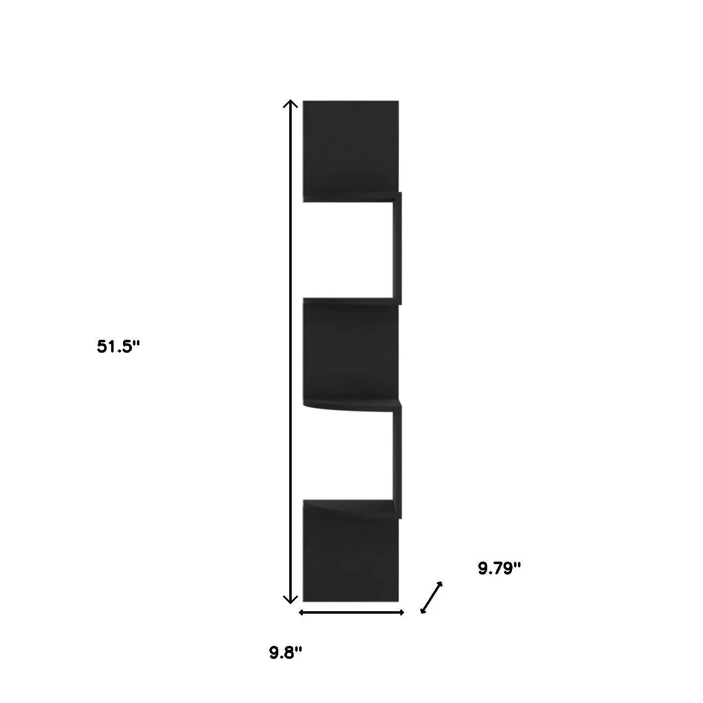 52" Black Wood Wall Mounted Corner Shelf Homeroots Organization
