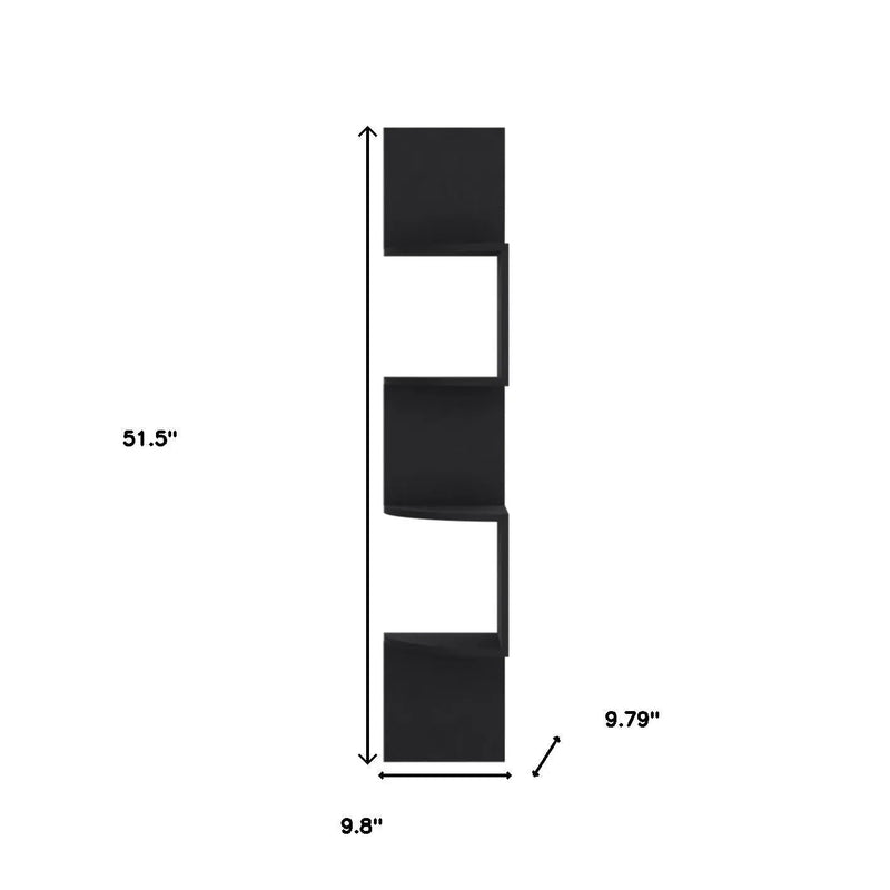 52" Black Wood Wall Mounted Corner Shelf Homeroots Organization