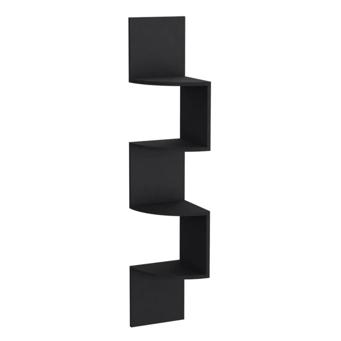 52" Black Wood Wall Mounted Corner Shelf Homeroots Organization