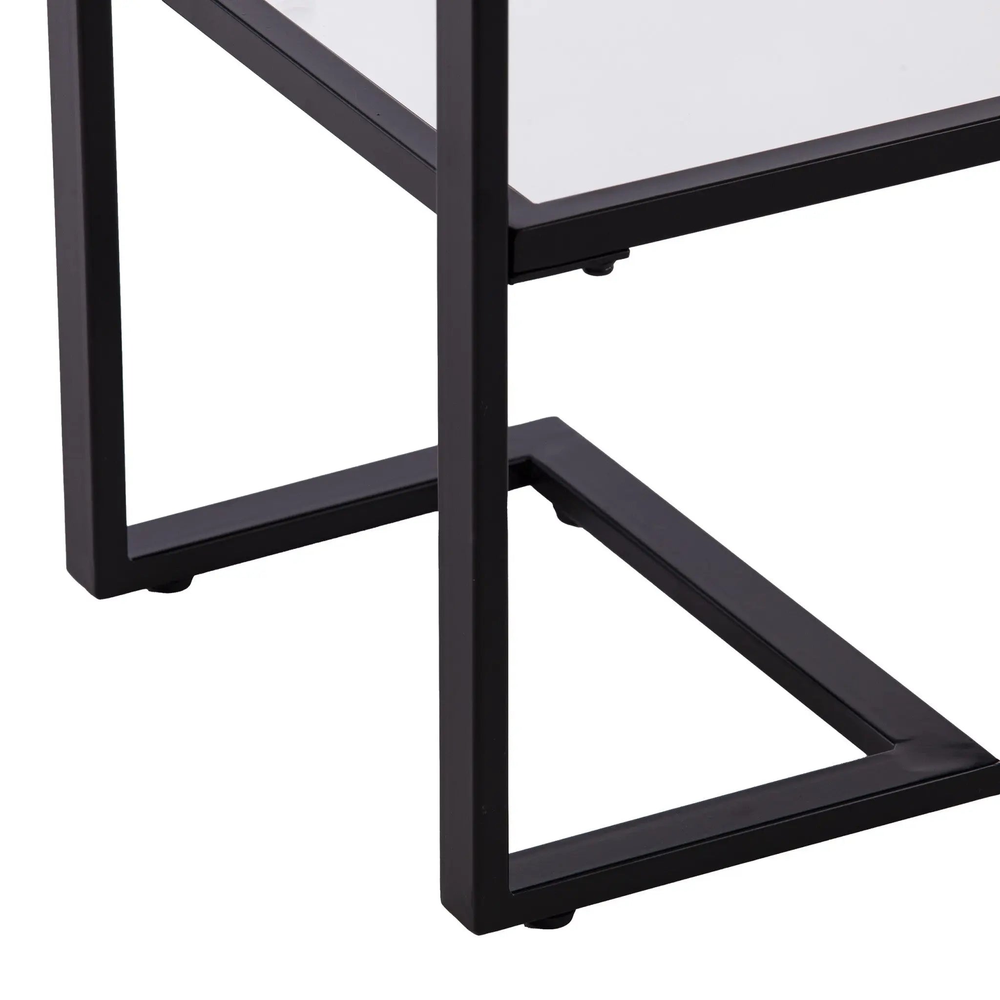 52" Clear and Black Glass Mirrored Sled Console Table With Shelves Homeroots Living Room