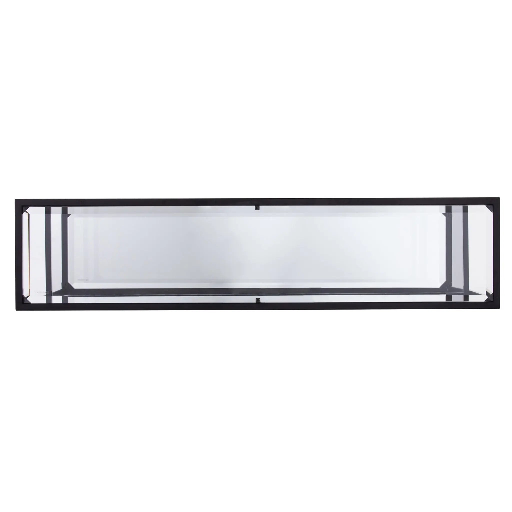 52" Clear and Black Glass Mirrored Sled Console Table With Shelves Homeroots Living Room