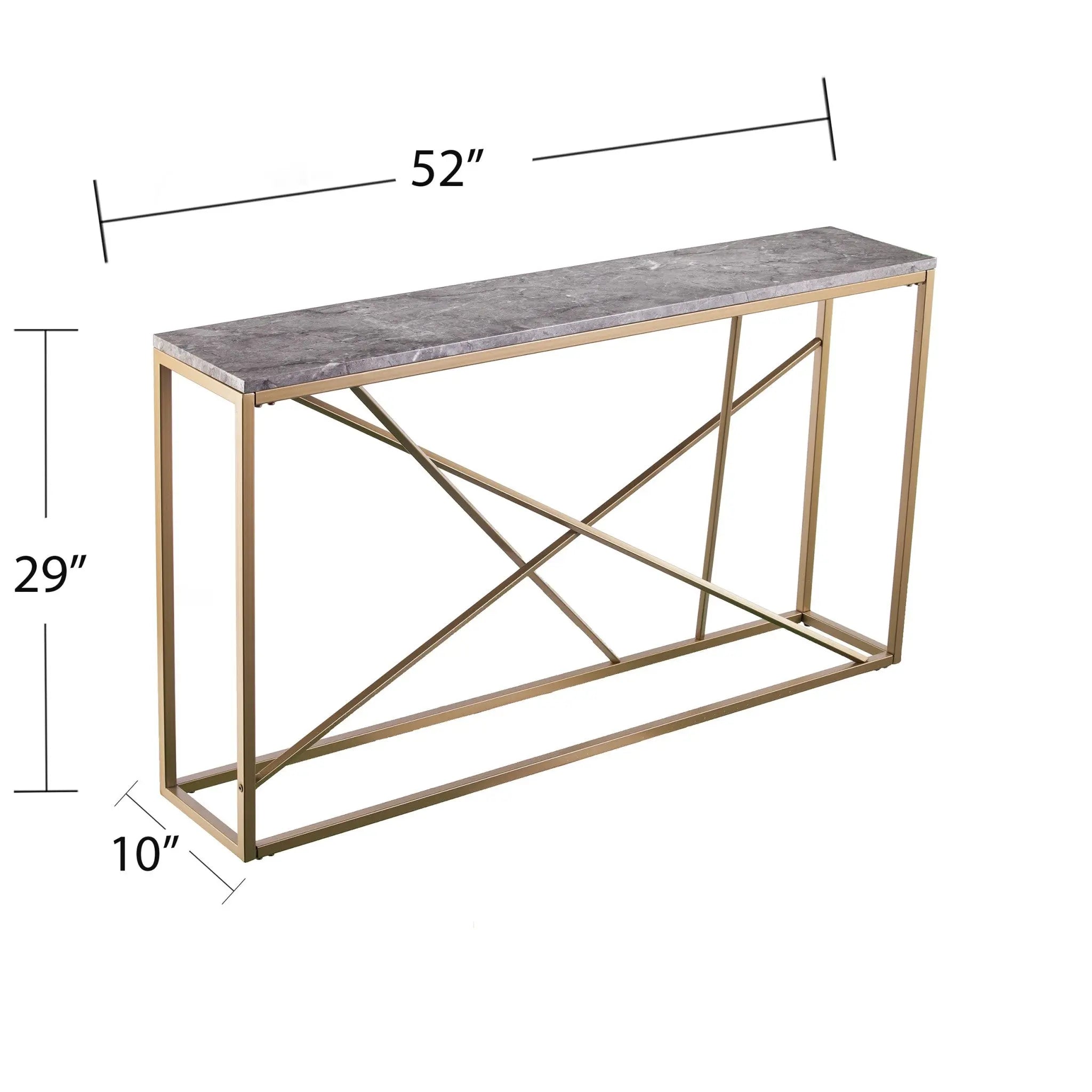 52" Gray and Gold Faux Marble Frame Console Table Homeroots Living Room