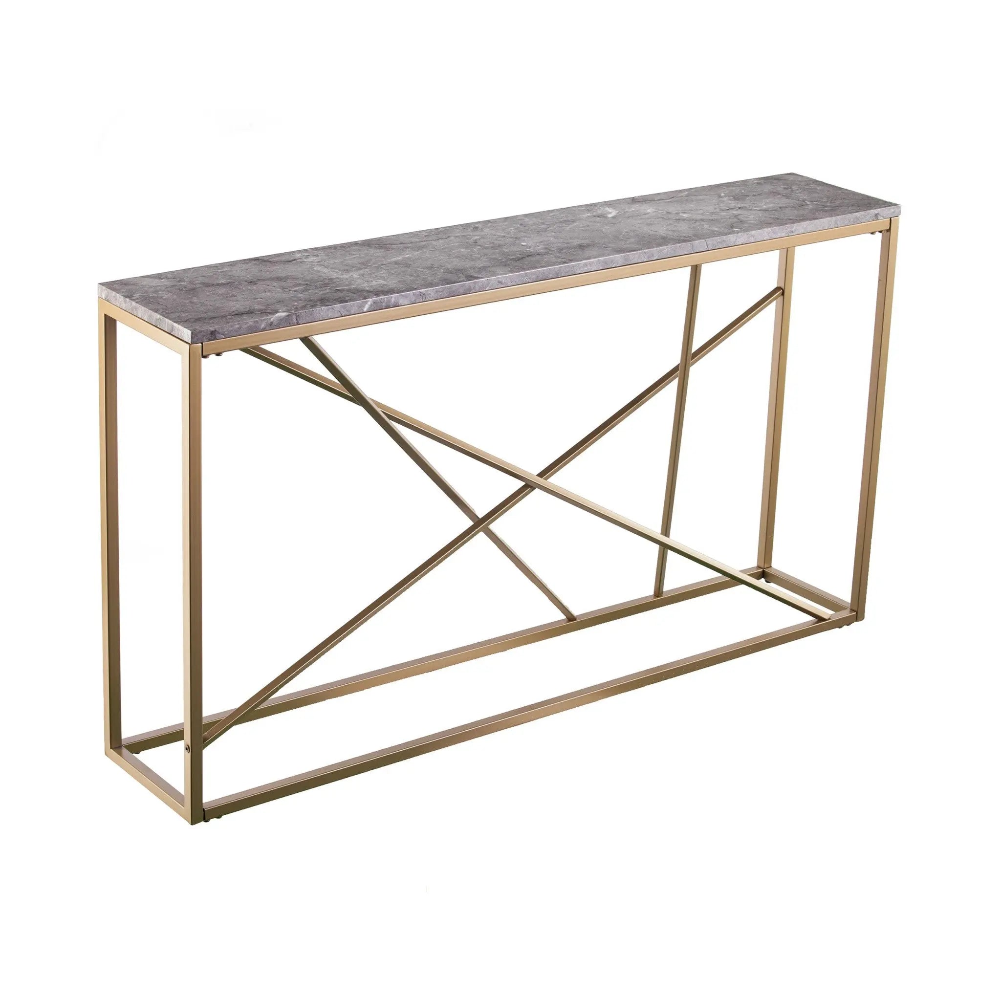 52" Gray and Gold Faux Marble Frame Console Table Homeroots Living Room