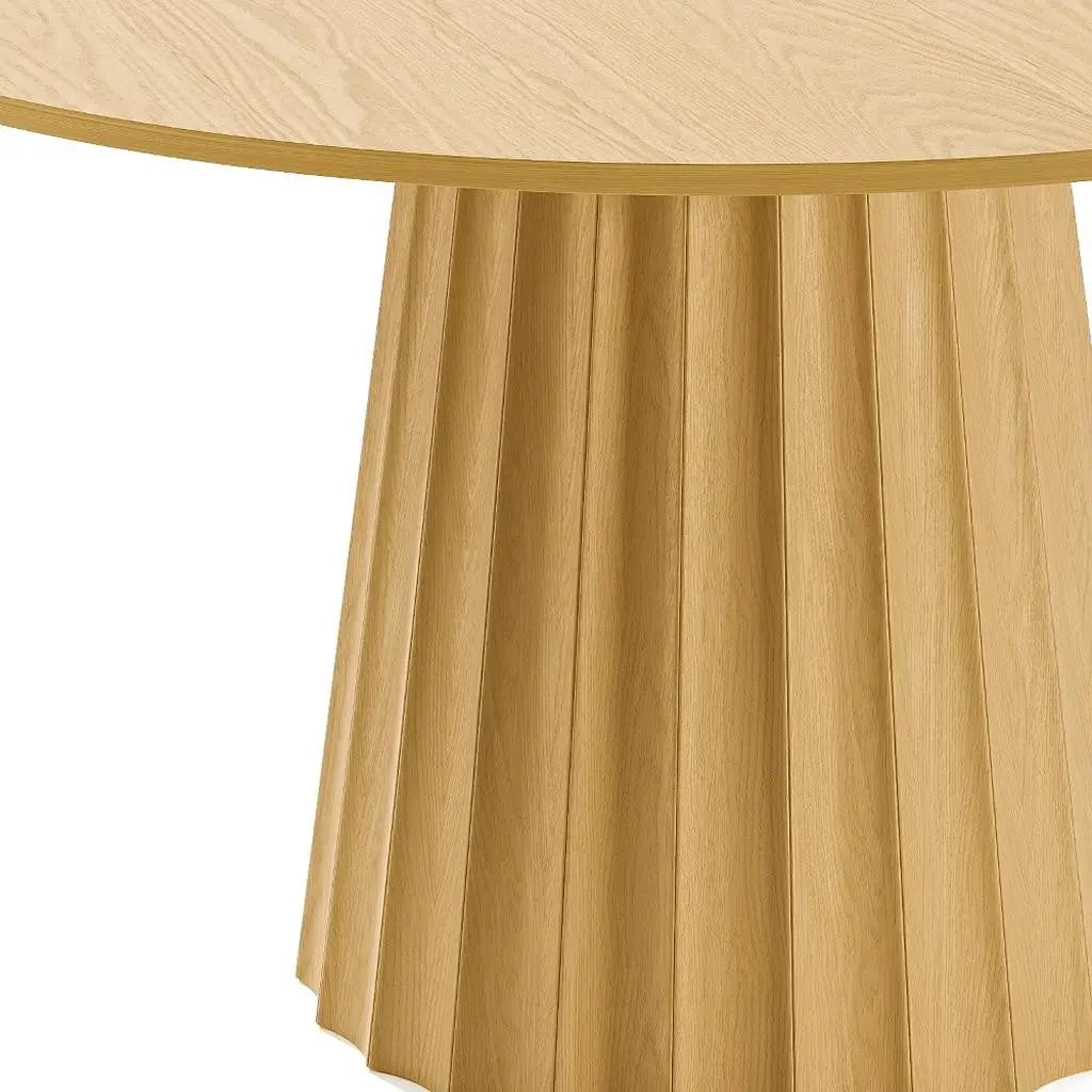 52" Natural Solid Wood Pedestal Base Round Top Dining Table Homeroots Kitchen & Dining