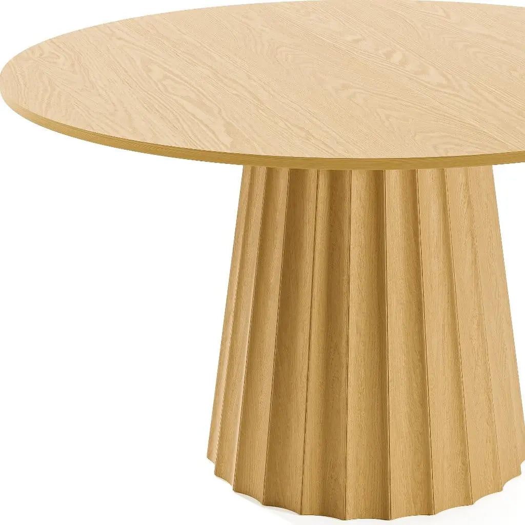 52" Natural Solid Wood Pedestal Base Round Top Dining Table Homeroots Kitchen & Dining