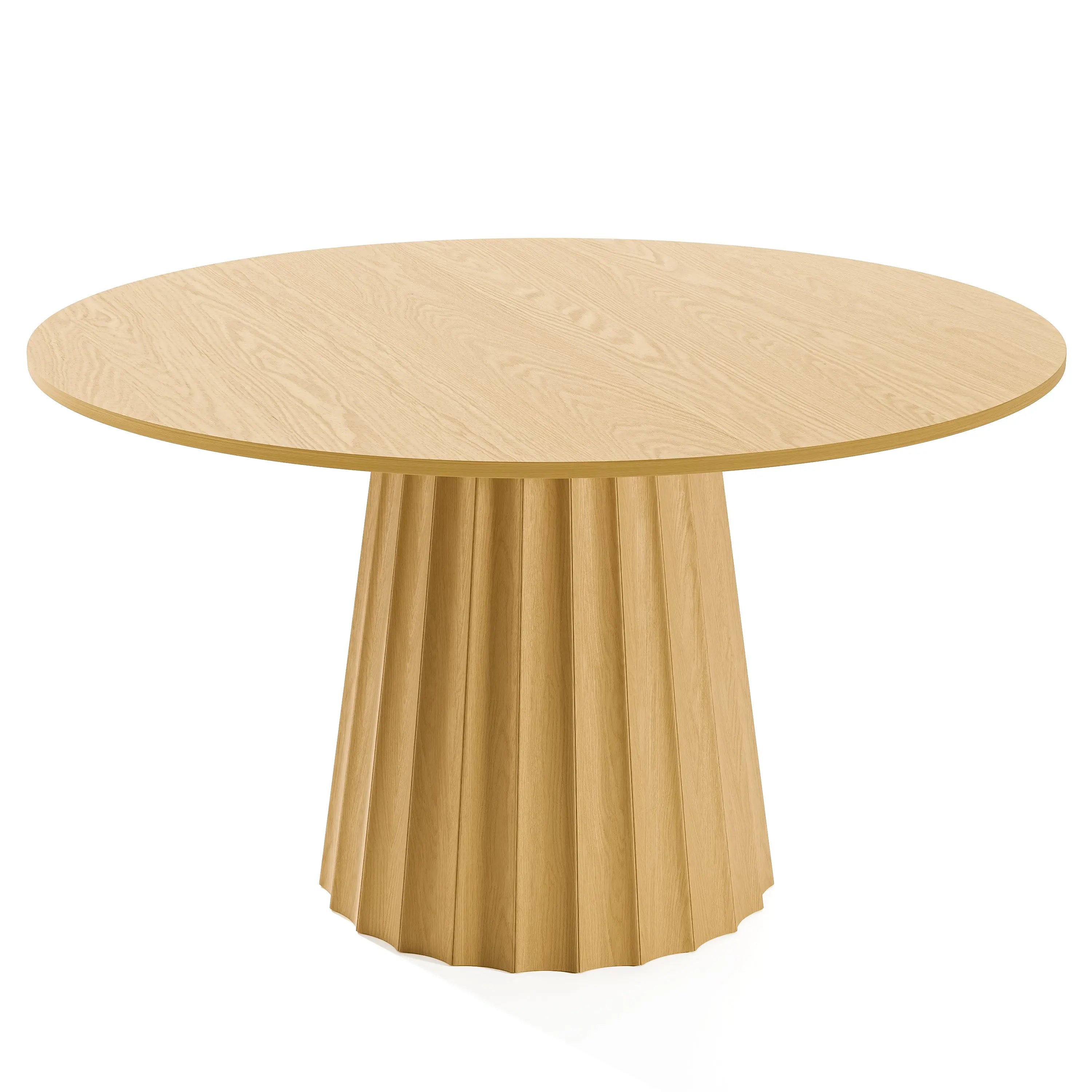 52" Natural Solid Wood Pedestal Base Round Top Dining Table Homeroots Kitchen & Dining