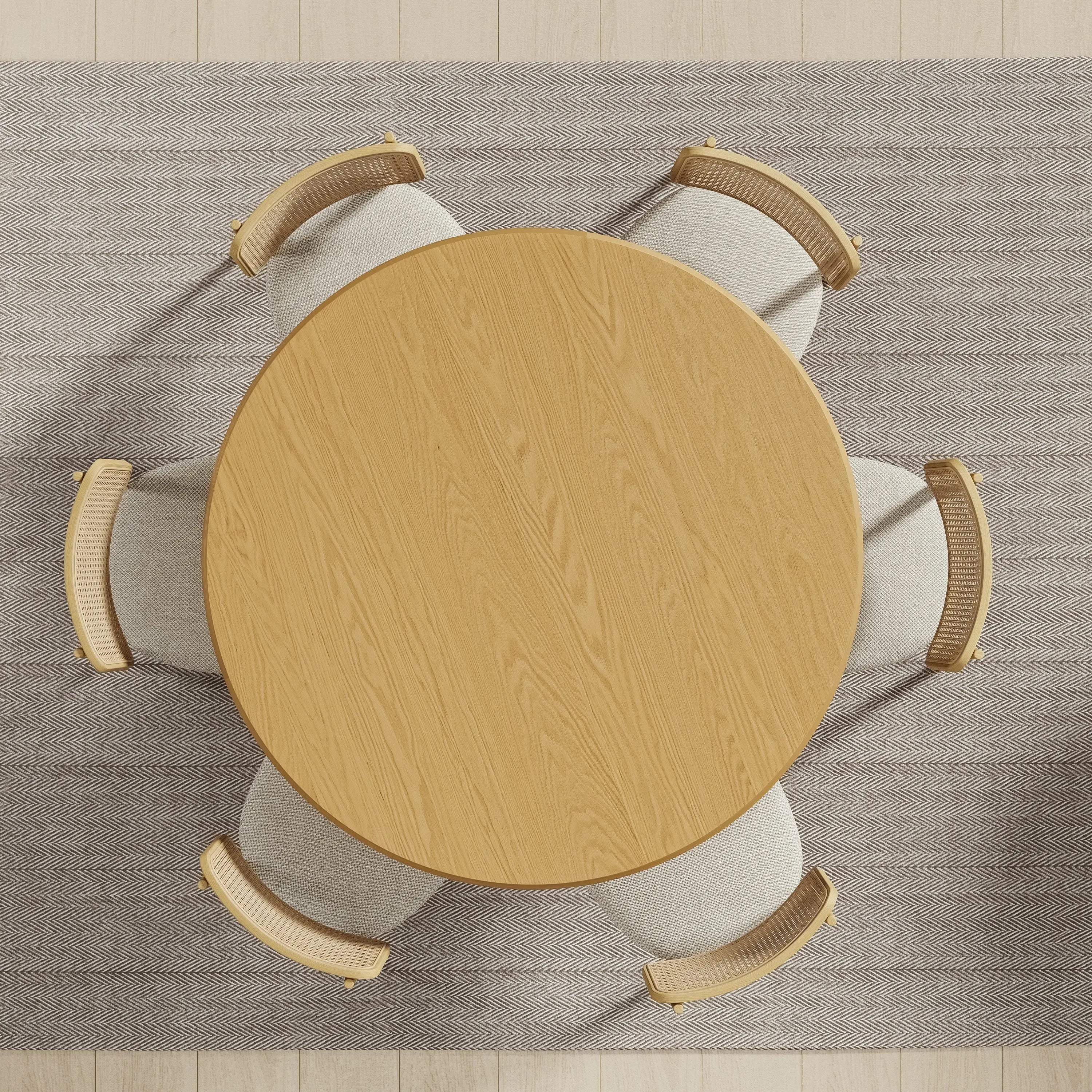 52" Natural Solid Wood Pedestal Base Round Top Dining Table Homeroots Kitchen & Dining