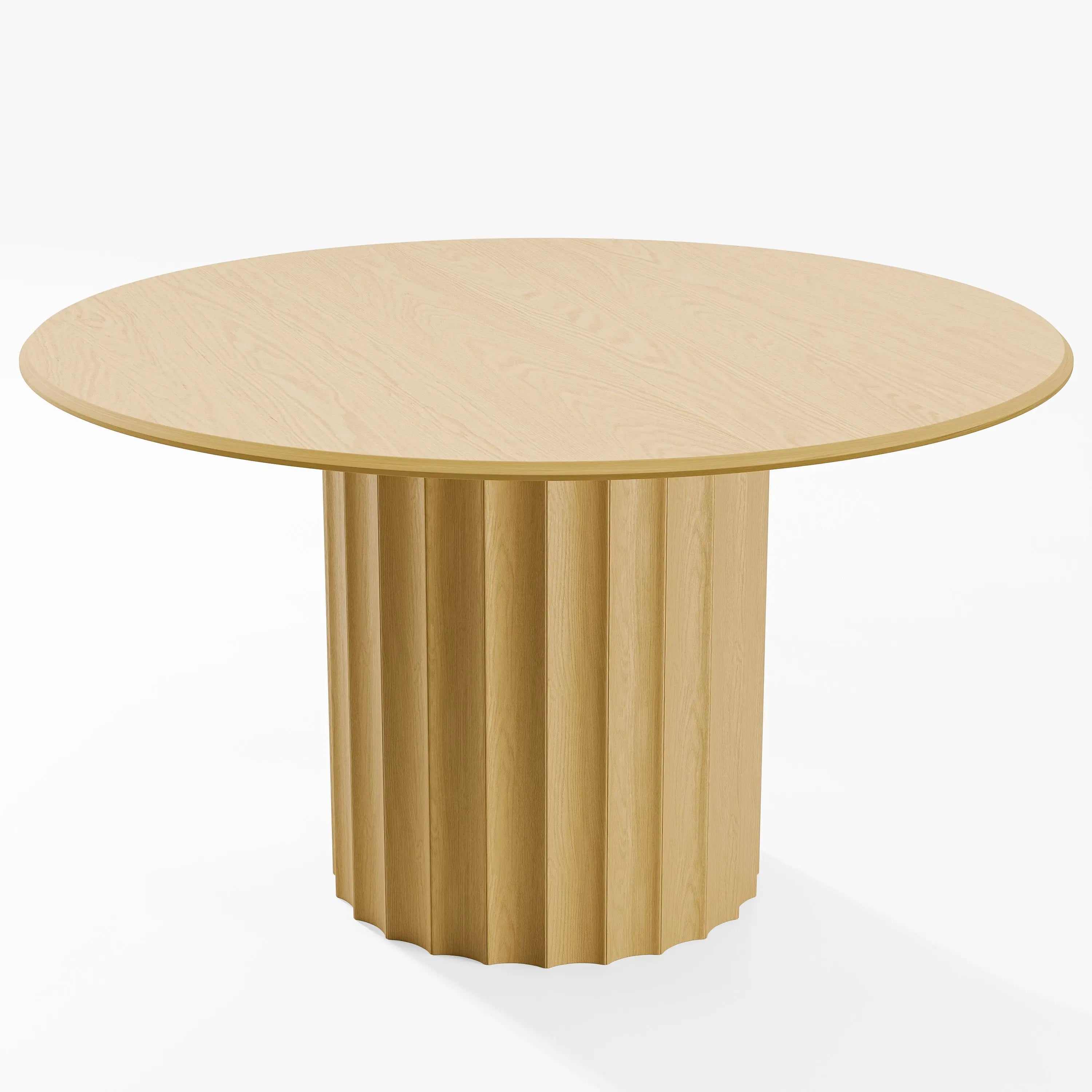 52" Natural Solid Wood Pedestal Base Round Top Dining Table Homeroots Kitchen & Dining