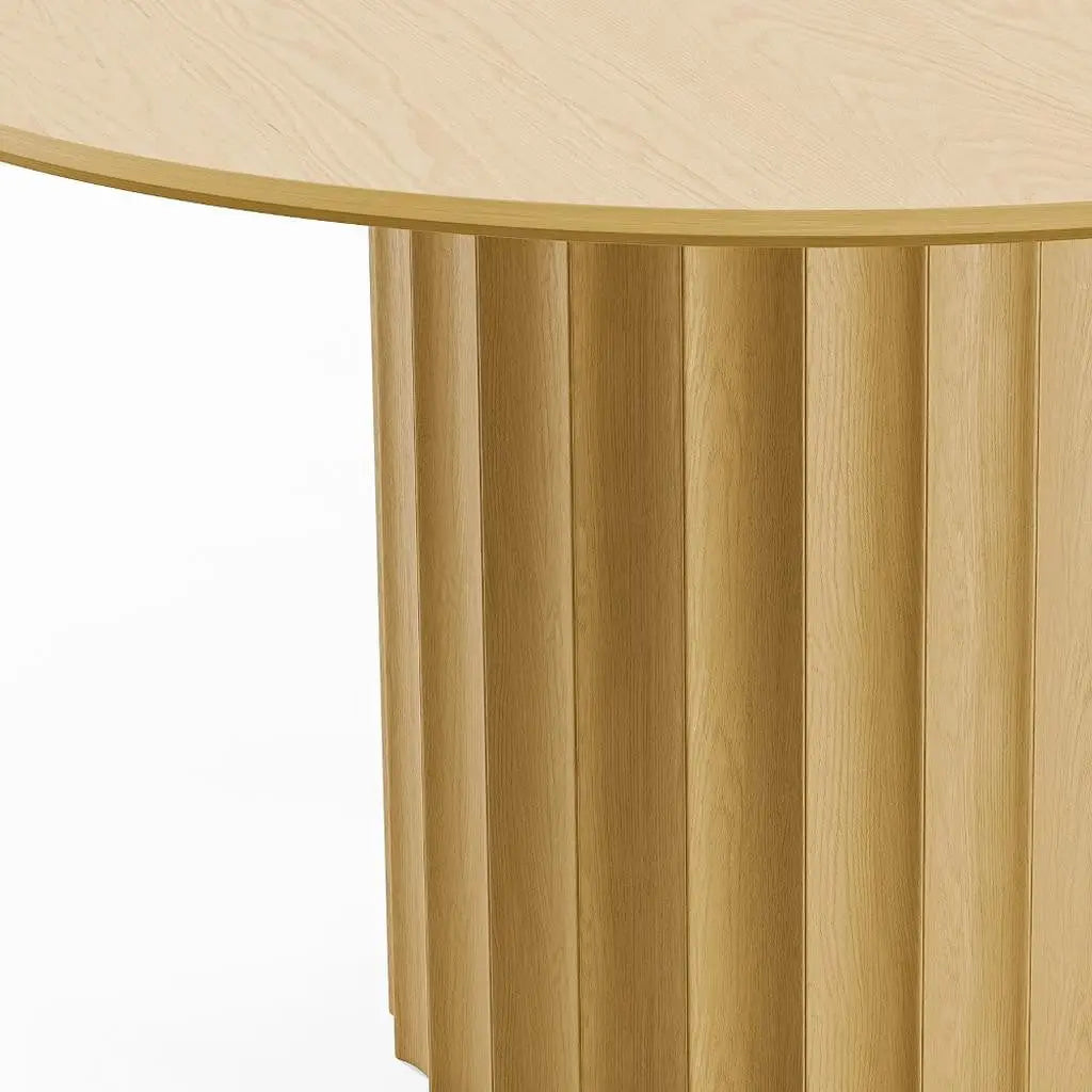 52" Natural Solid Wood Pedestal Base Round Top Dining Table Homeroots Kitchen & Dining