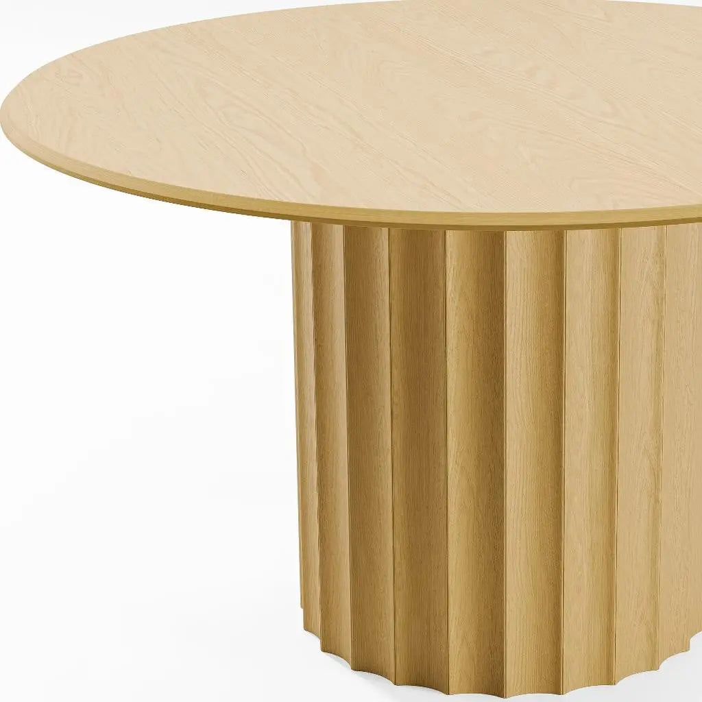52" Natural Solid Wood Pedestal Base Round Top Dining Table Homeroots Kitchen & Dining