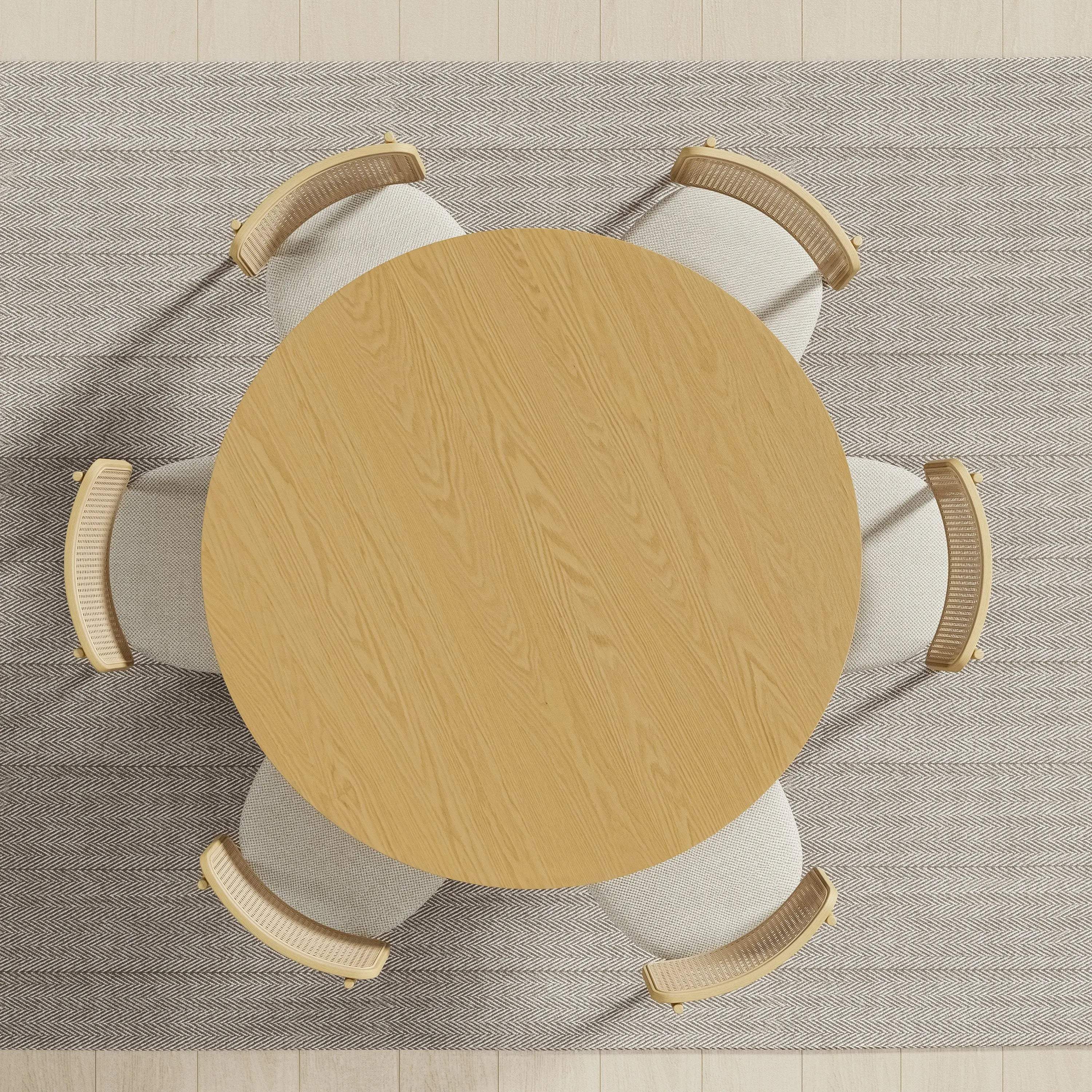 52" Natural Solid Wood Pedestal Base Round Top Dining Table Homeroots Kitchen & Dining