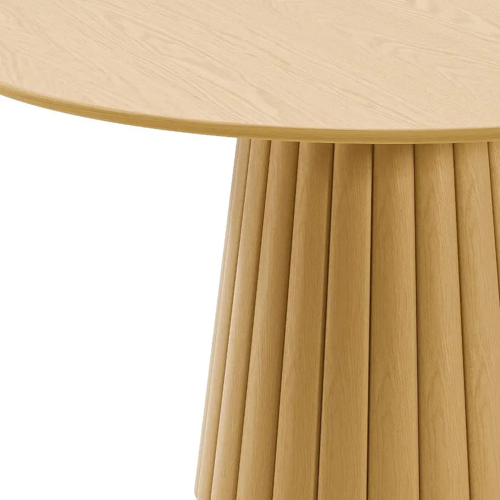 52" Natural Solid Wood Pedestal Base Round Top Dining Table Homeroots Kitchen & Dining