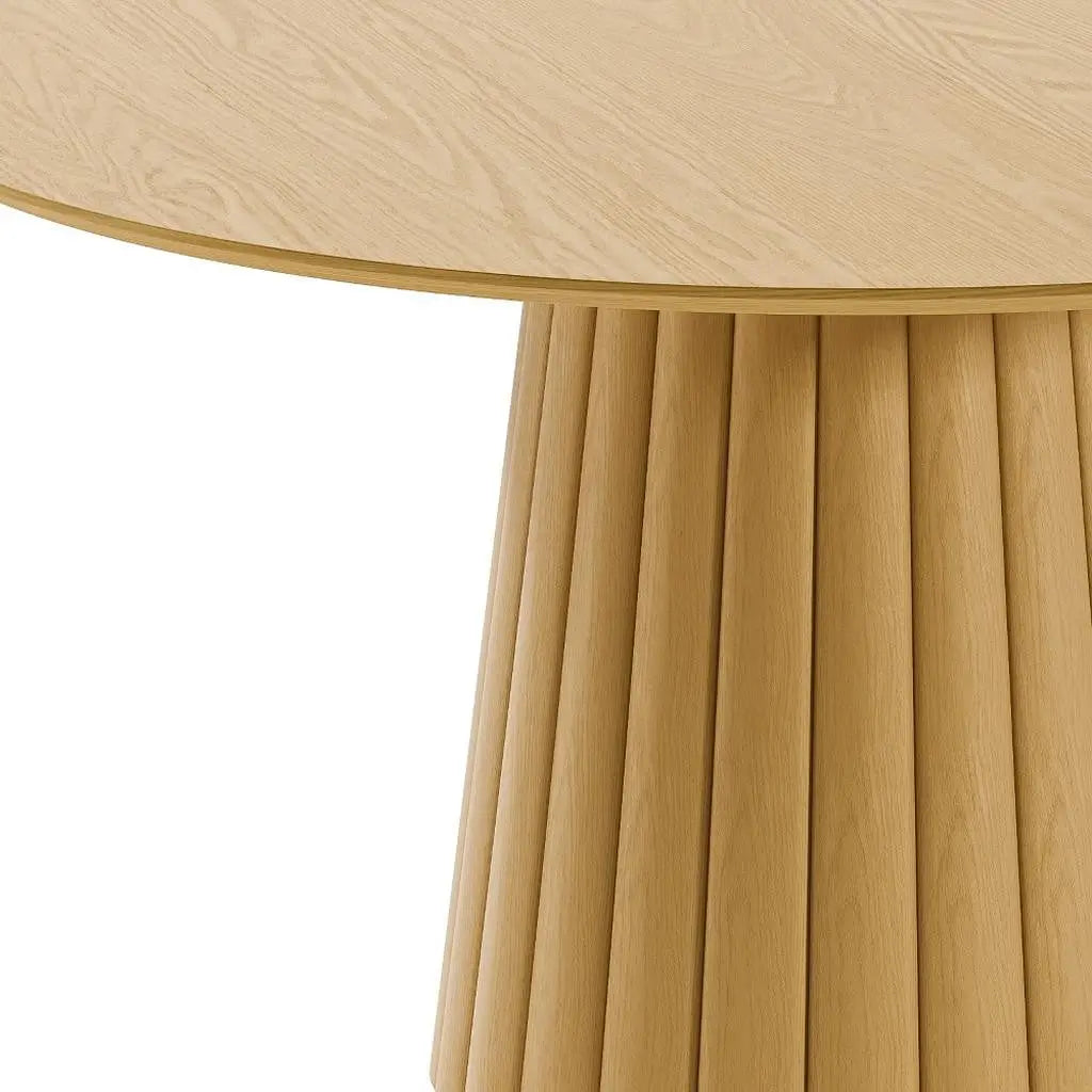 52" Natural Solid Wood Pedestal Base Round Top Dining Table Homeroots Kitchen & Dining