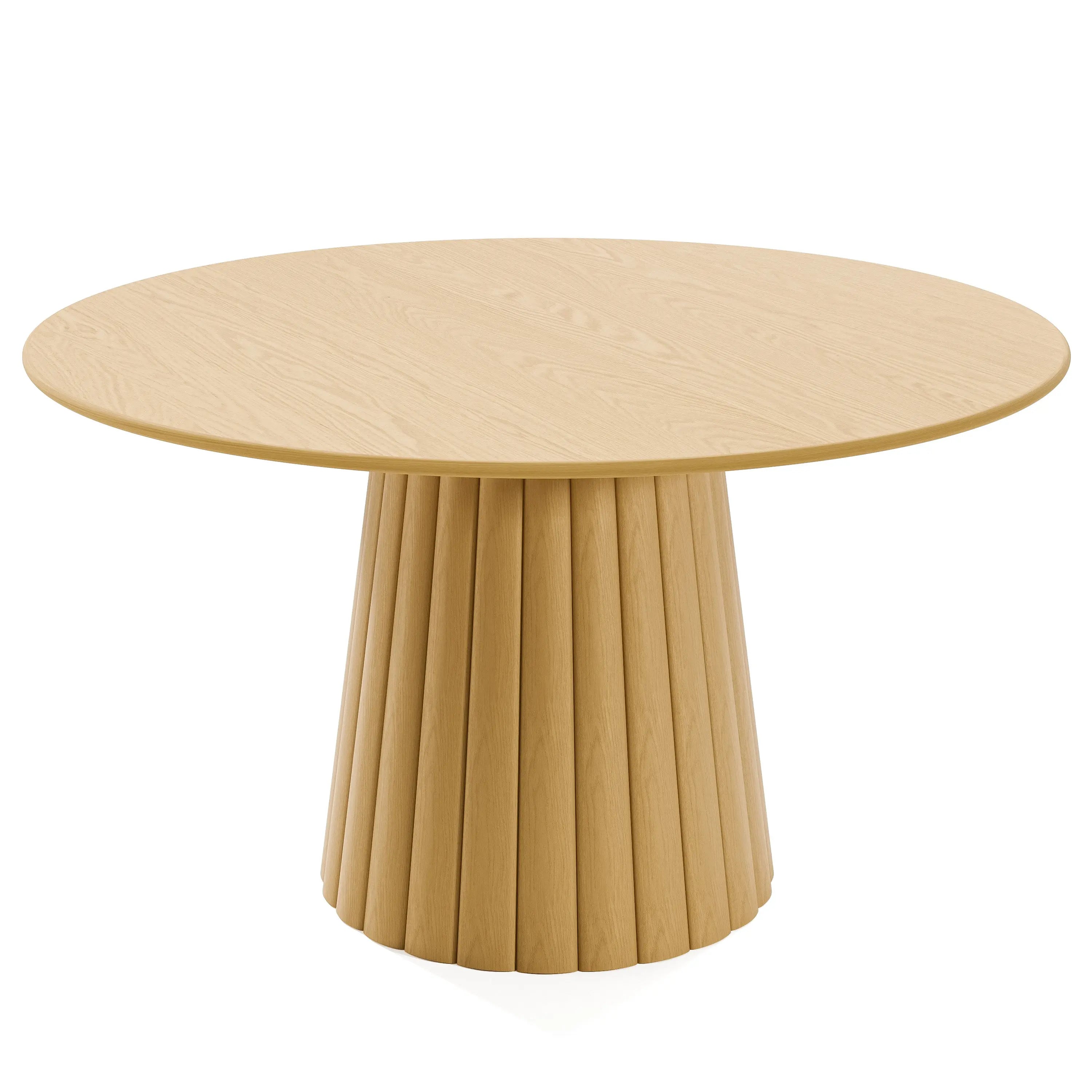 52" Natural Solid Wood Pedestal Base Round Top Dining Table Homeroots Kitchen & Dining
