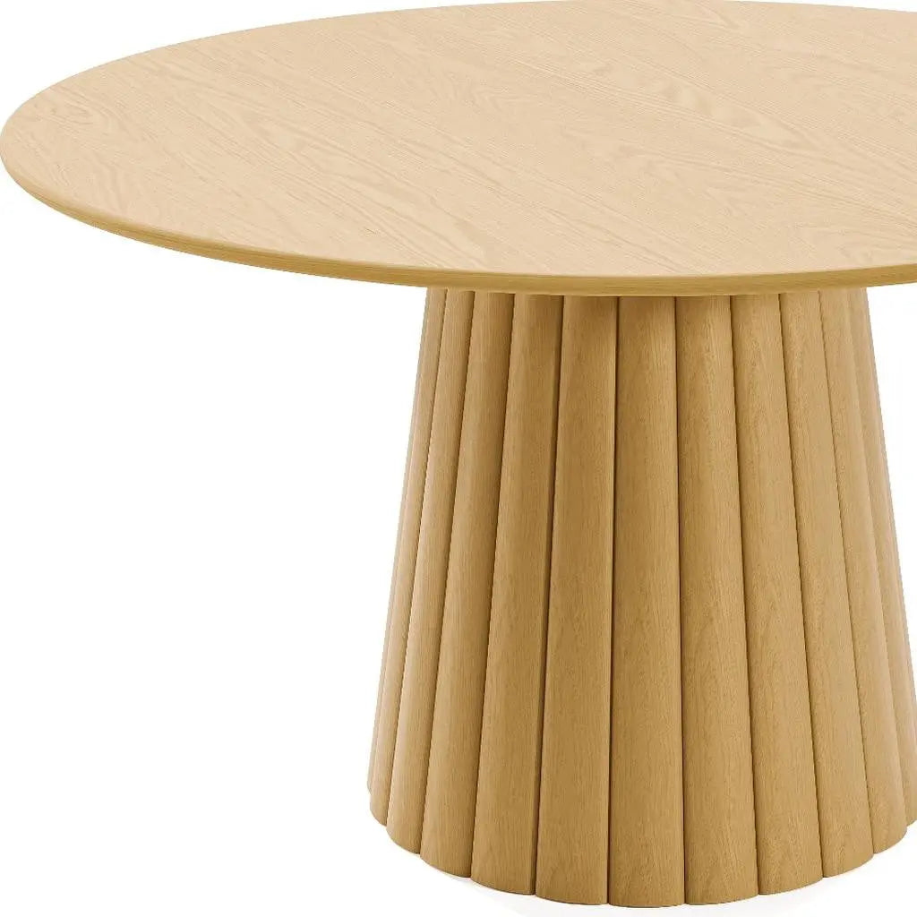 52" Natural Solid Wood Pedestal Base Round Top Dining Table Homeroots Kitchen & Dining