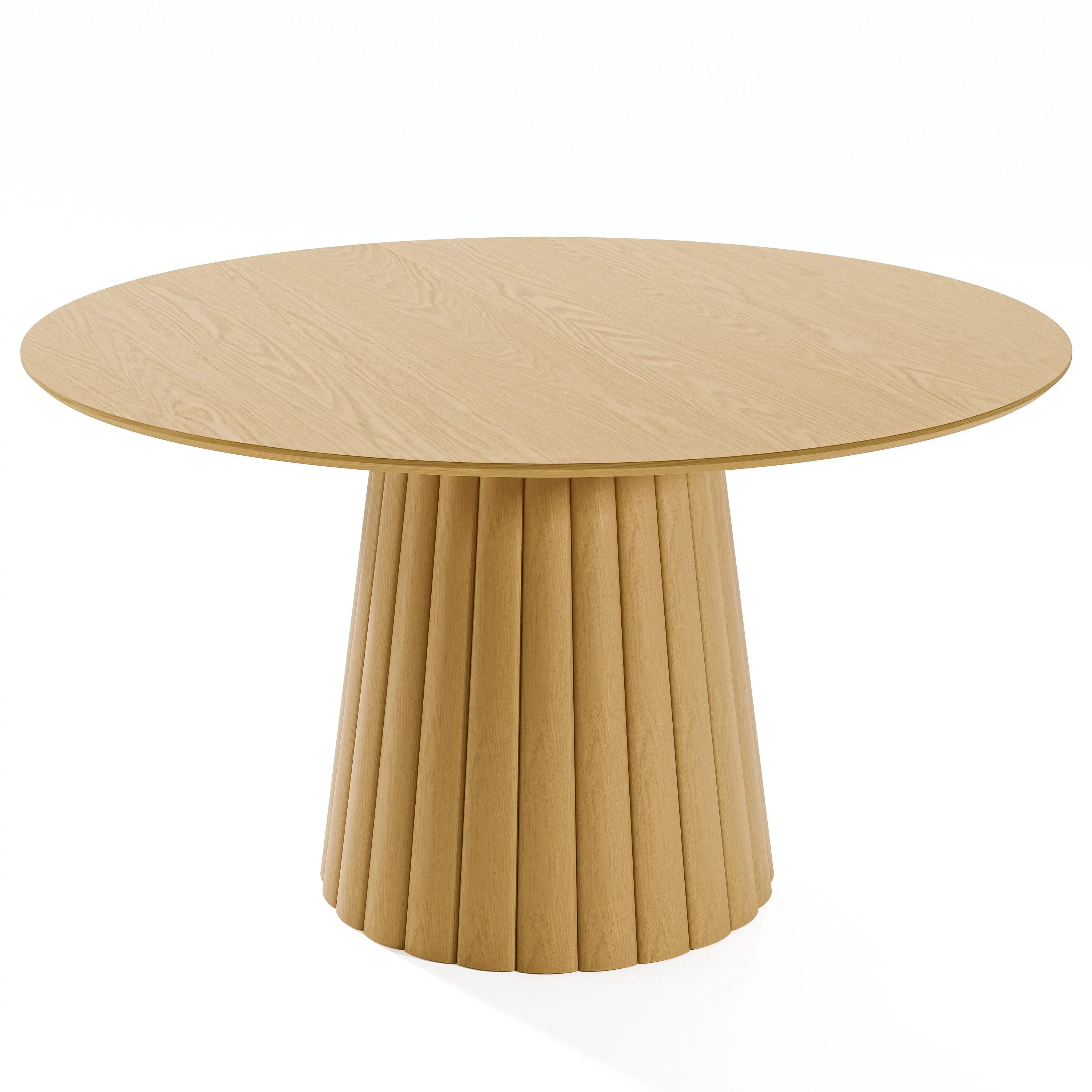 52" Natural Solid Wood Pedestal Base Round Top Dining Table Homeroots Kitchen & Dining