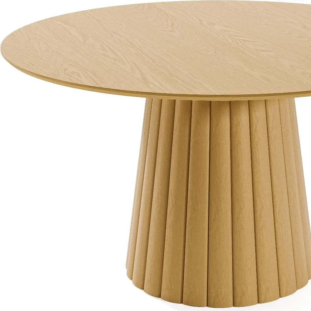 52" Natural Solid Wood Pedestal Base Round Top Dining Table Homeroots Kitchen & Dining