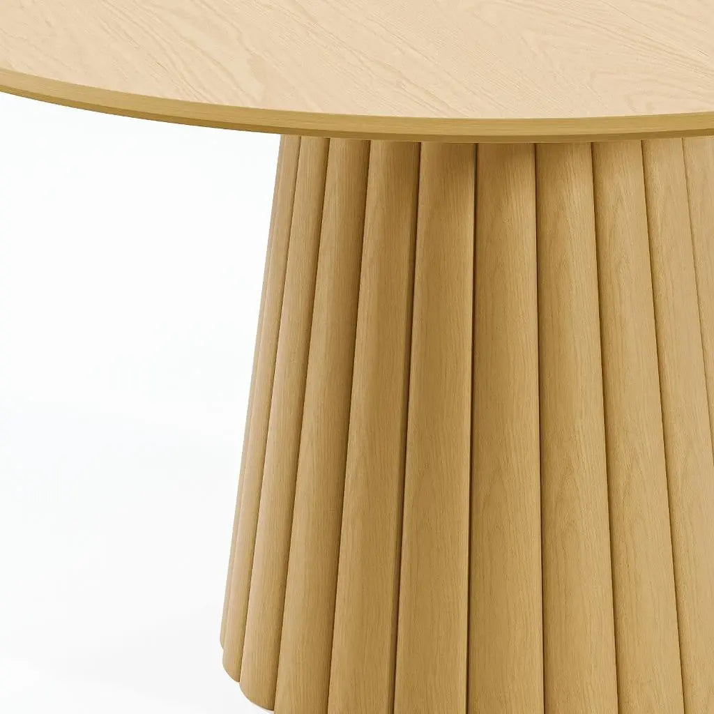 52" Natural Solid Wood Pedestal Base Round Top Dining Table Homeroots Kitchen & Dining