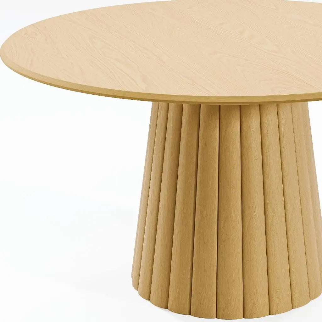52" Natural Solid Wood Pedestal Base Round Top Dining Table Homeroots Kitchen & Dining