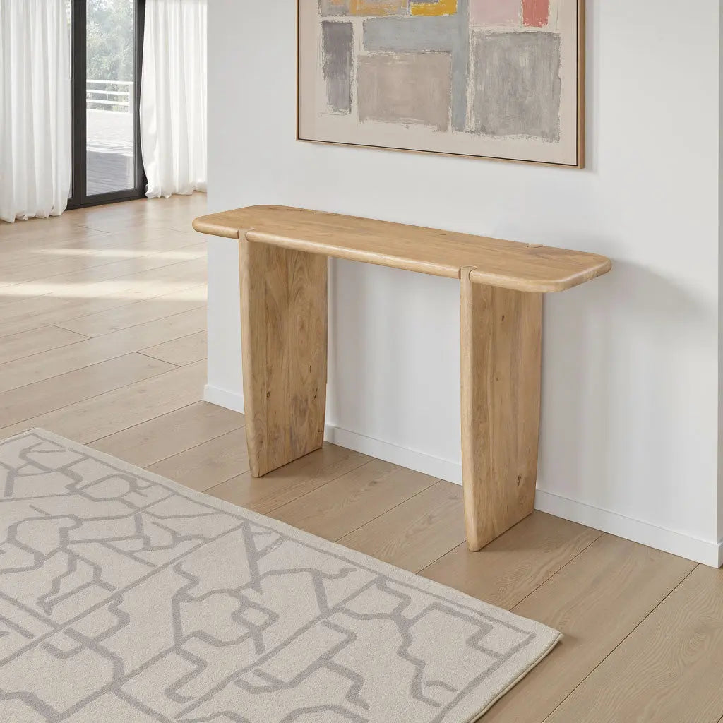 52" Natural Solid Wood Solid Console Table Homeroots Living Room