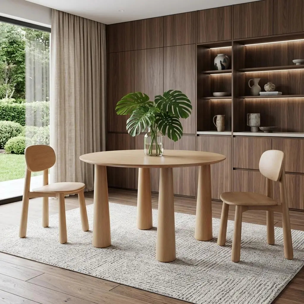 52" Natural Wood Round Top Dining Table Homeroots Kitchen & Dining