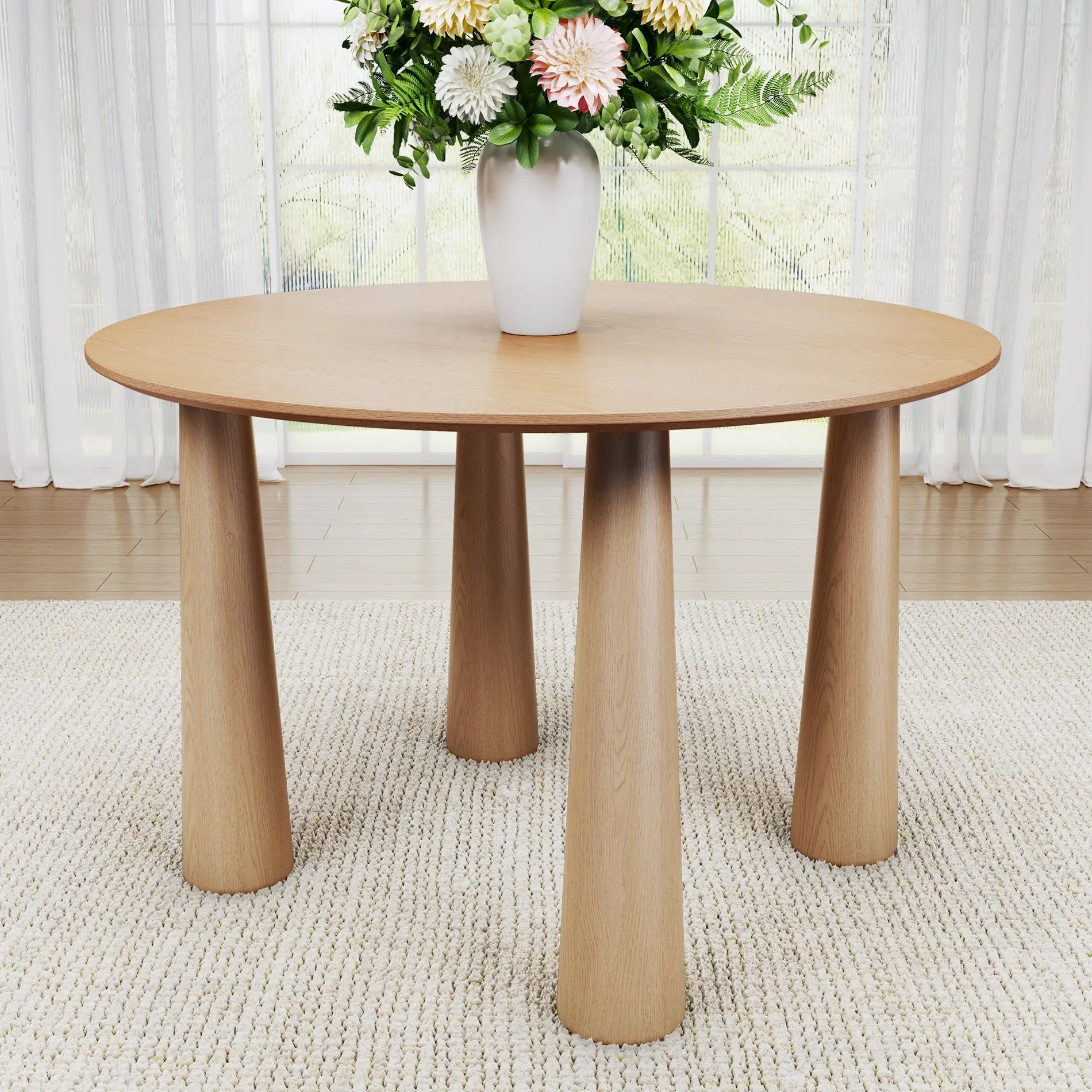 52" Natural Wood Round Top Dining Table Homeroots Kitchen & Dining