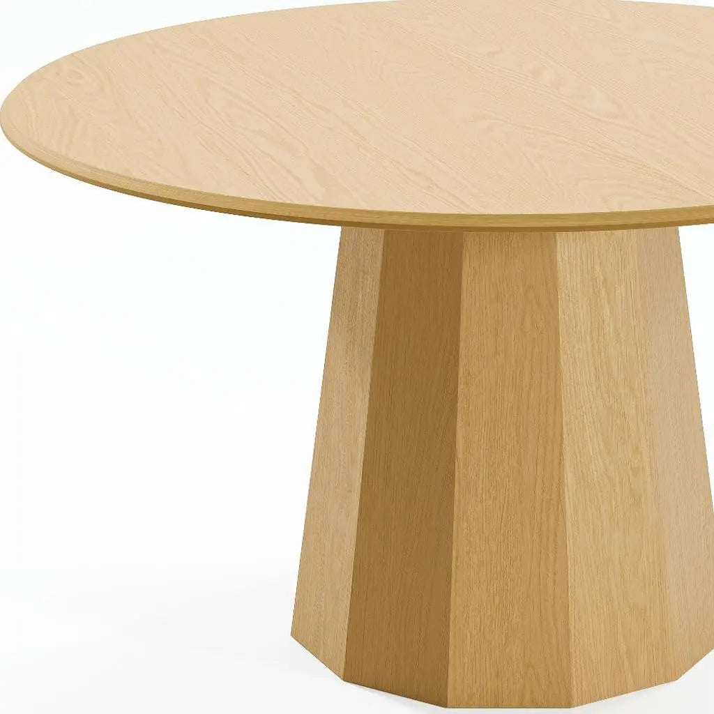 52" Oak Wood Pedestal Base Round Top Dining Table Homeroots Kitchen & Dining