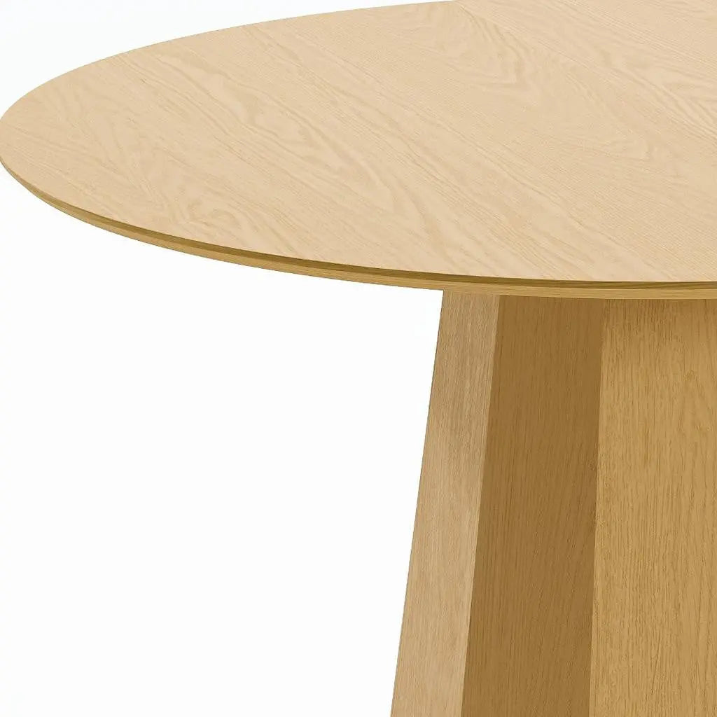 52" Oak Wood Pedestal Base Round Top Dining Table Homeroots Kitchen & Dining