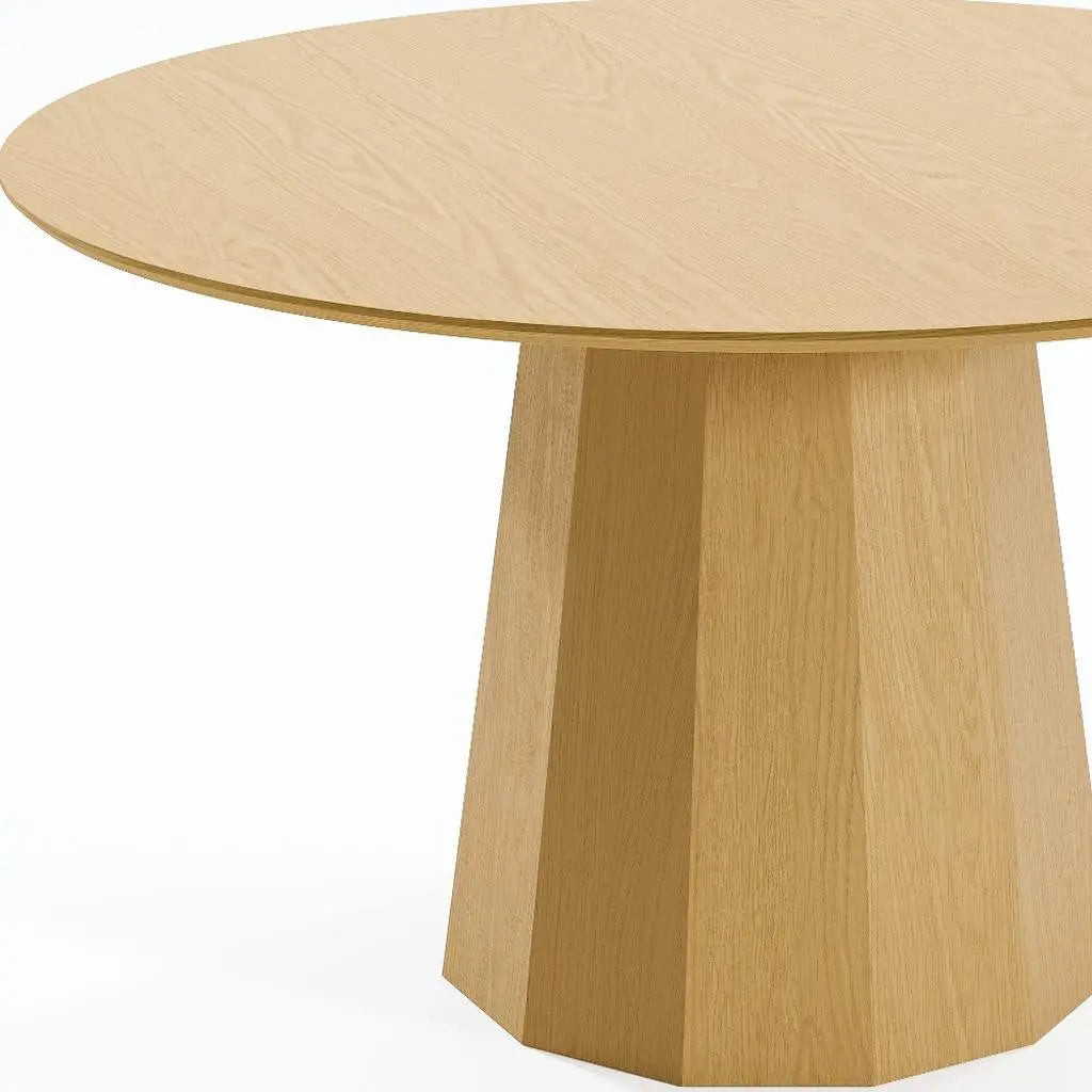 52" Oak Wood Pedestal Base Round Top Dining Table Homeroots Kitchen & Dining