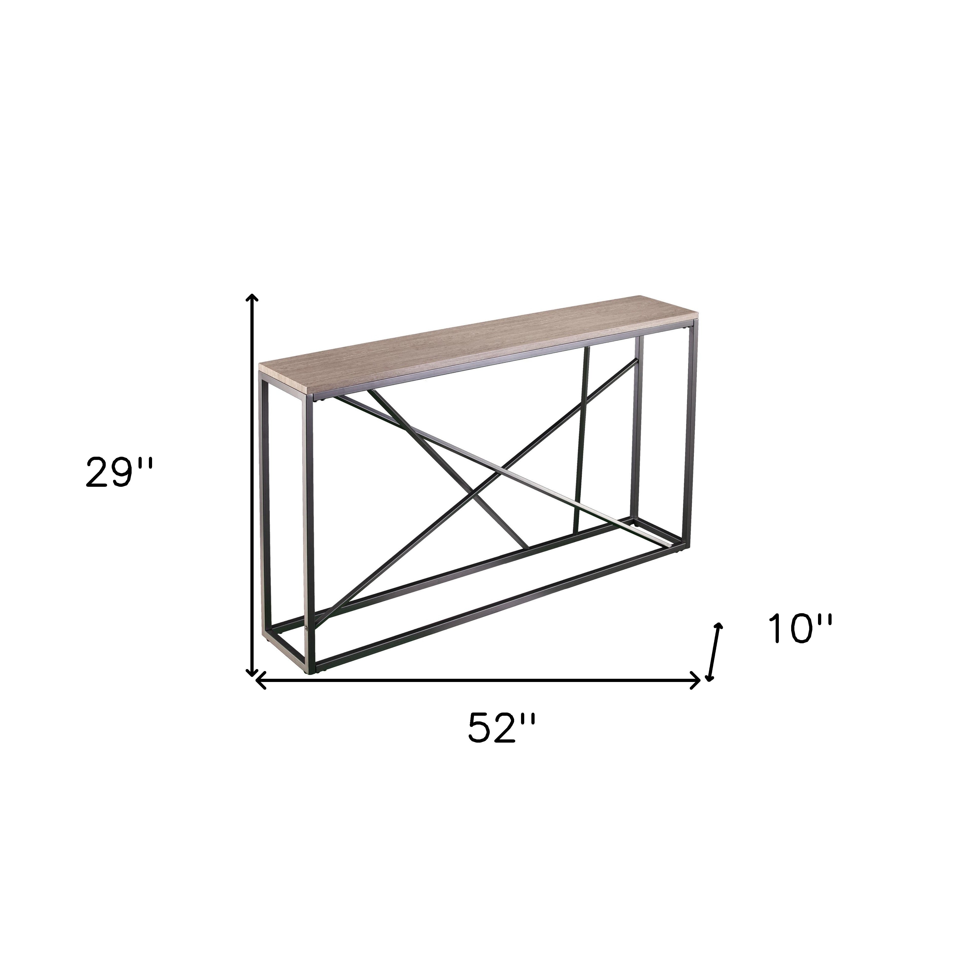 52" Taupe and Gray Faux Stone Frame Console Table Homeroots Living Room