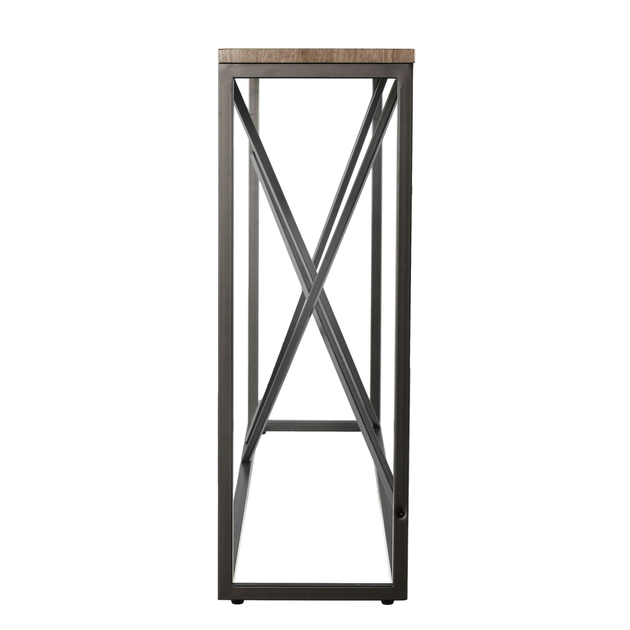 52" Taupe and Gray Faux Stone Frame Console Table Homeroots Living Room