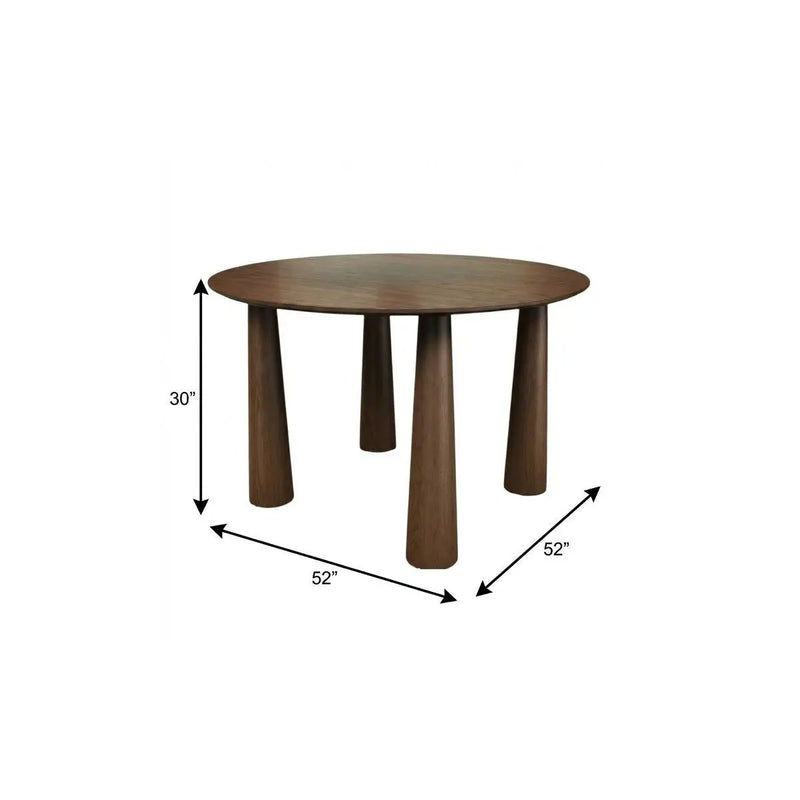 52" Walnut Solid Wood Round Top Dining Table Homeroots Kitchen & Dining