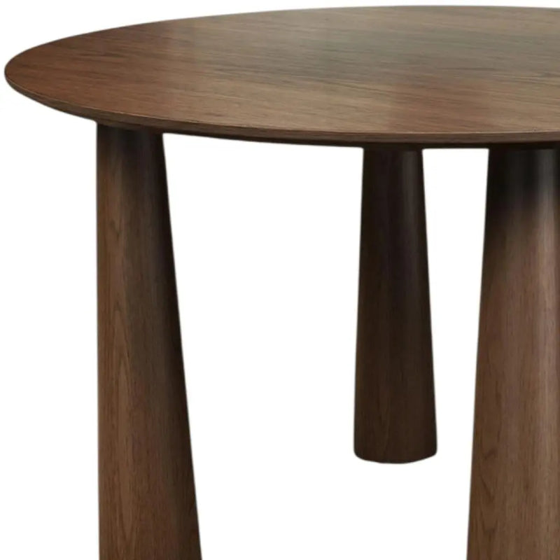 52" Walnut Solid Wood Round Top Dining Table Homeroots Kitchen & Dining