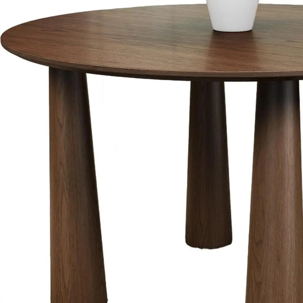 52" Walnut Solid Wood Round Top Dining Table Homeroots Kitchen & Dining