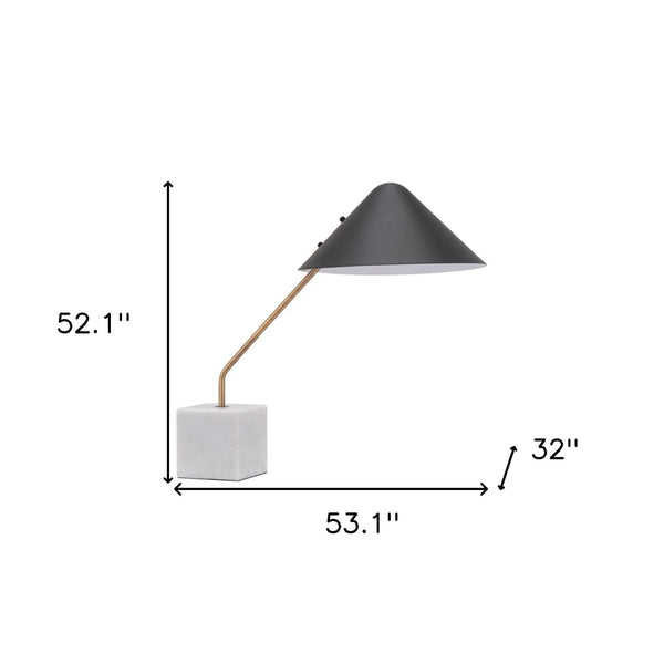 52" White Metal Bedside Table Lamp With Black Cone Shade - GreatEagleInc