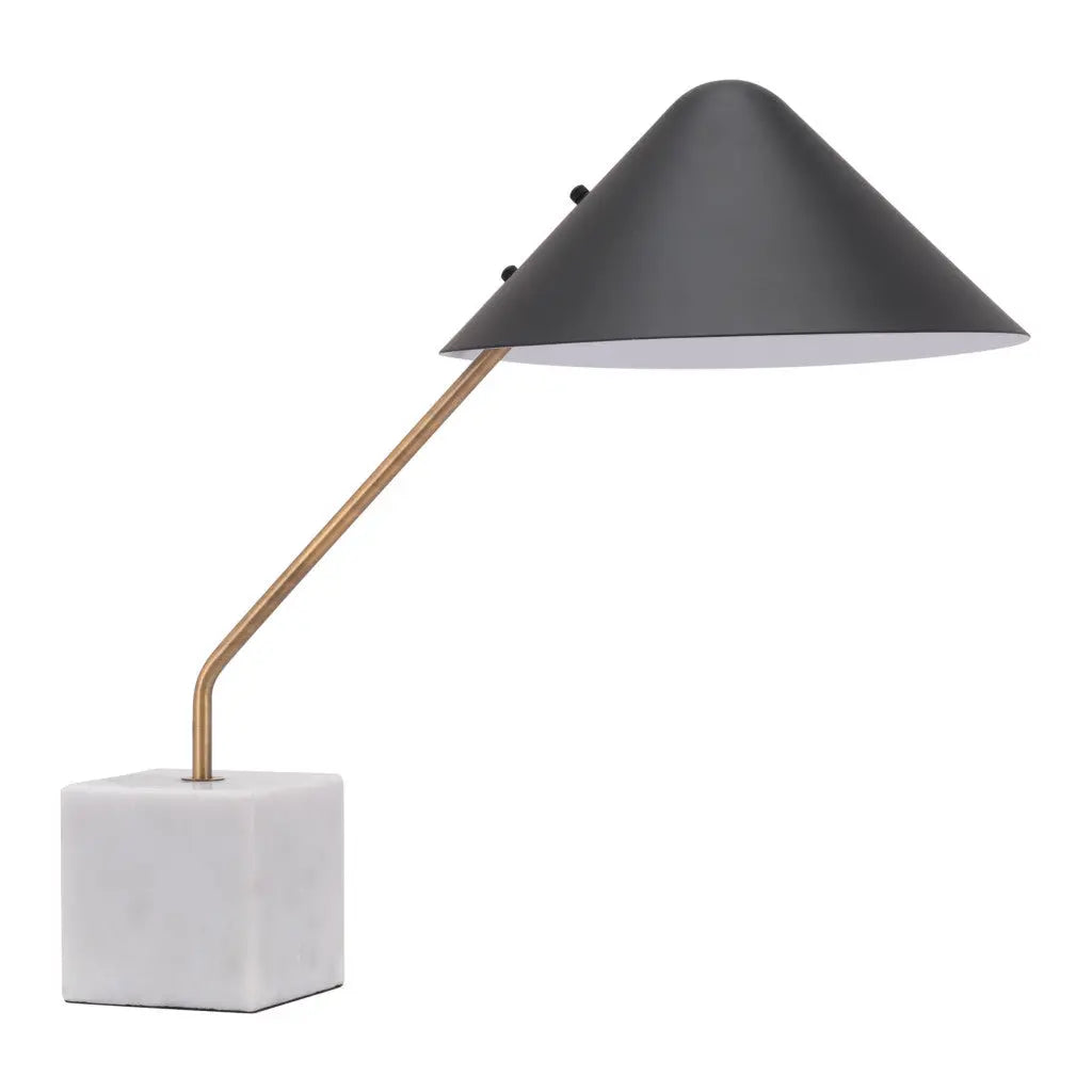 52" White Metal Bedside Table Lamp With Black Cone Shade - GreatEagleInc