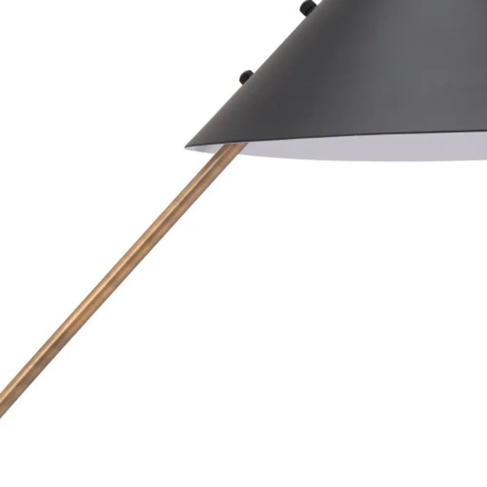52" White Metal Bedside Table Lamp With Black Cone Shade - GreatEagleInc