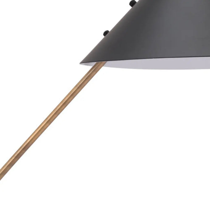52" White Metal Bedside Table Lamp With Black Cone Shade - GreatEagleInc