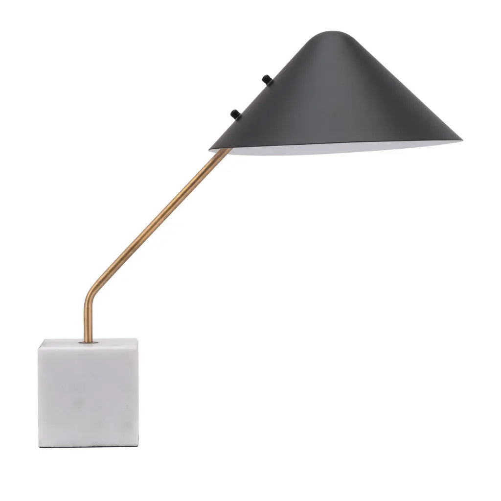 52" White Metal Bedside Table Lamp With Black Cone Shade - GreatEagleInc