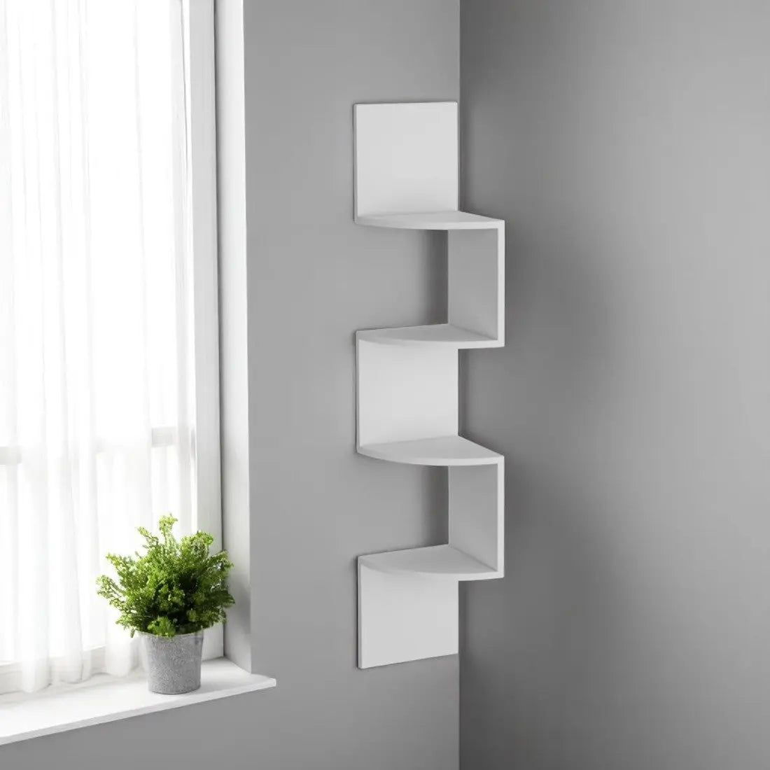 52" White Wood Wall Mounted Corner Shelf Homeroots Organization