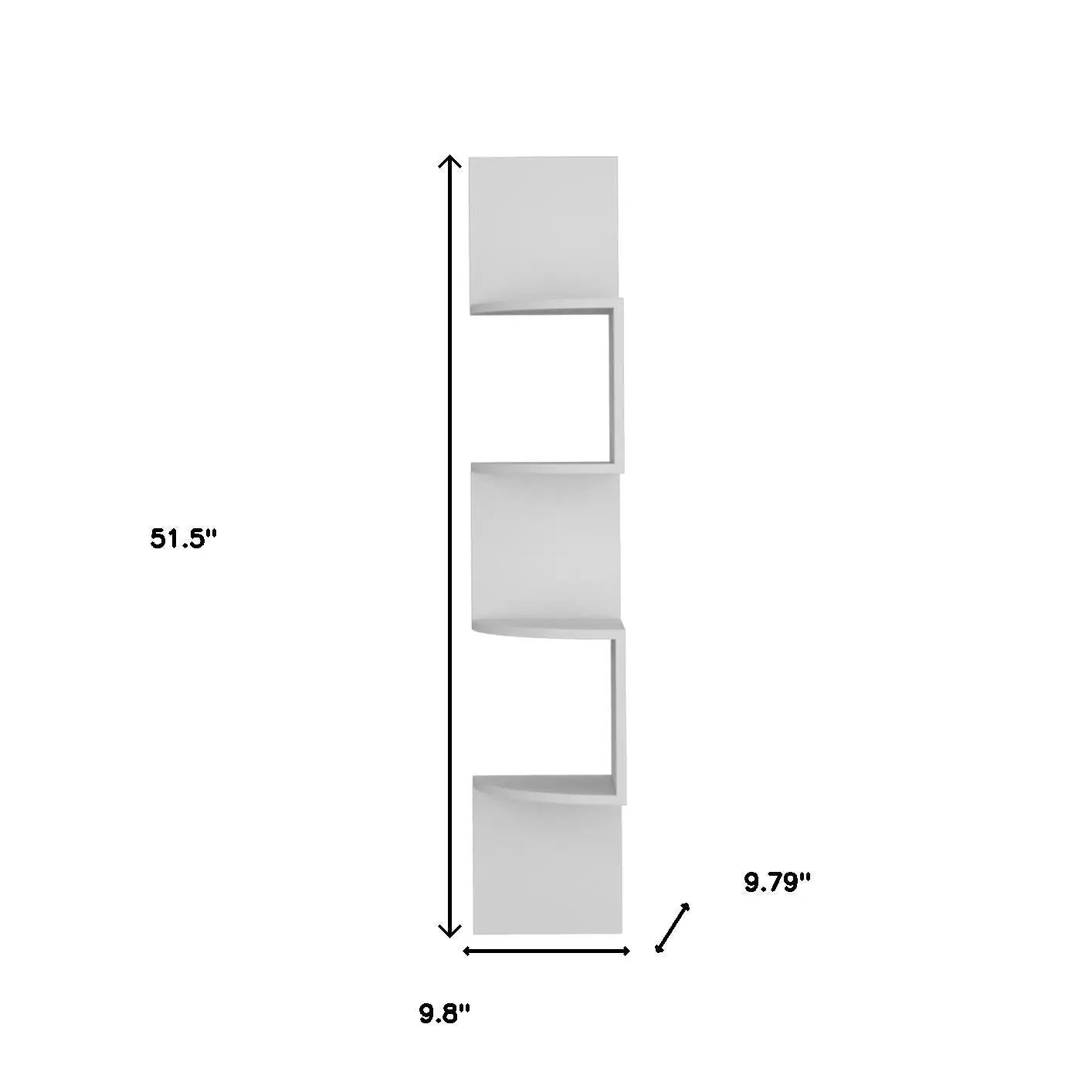 52" White Wood Wall Mounted Corner Shelf Homeroots Organization