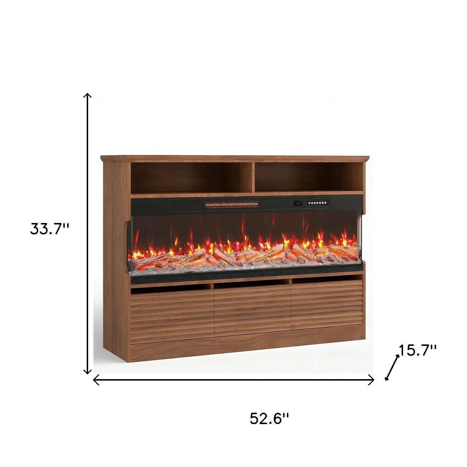 53" Brown Wood Fireplace Entertainment Center With Fireplace Homeroots Living Room